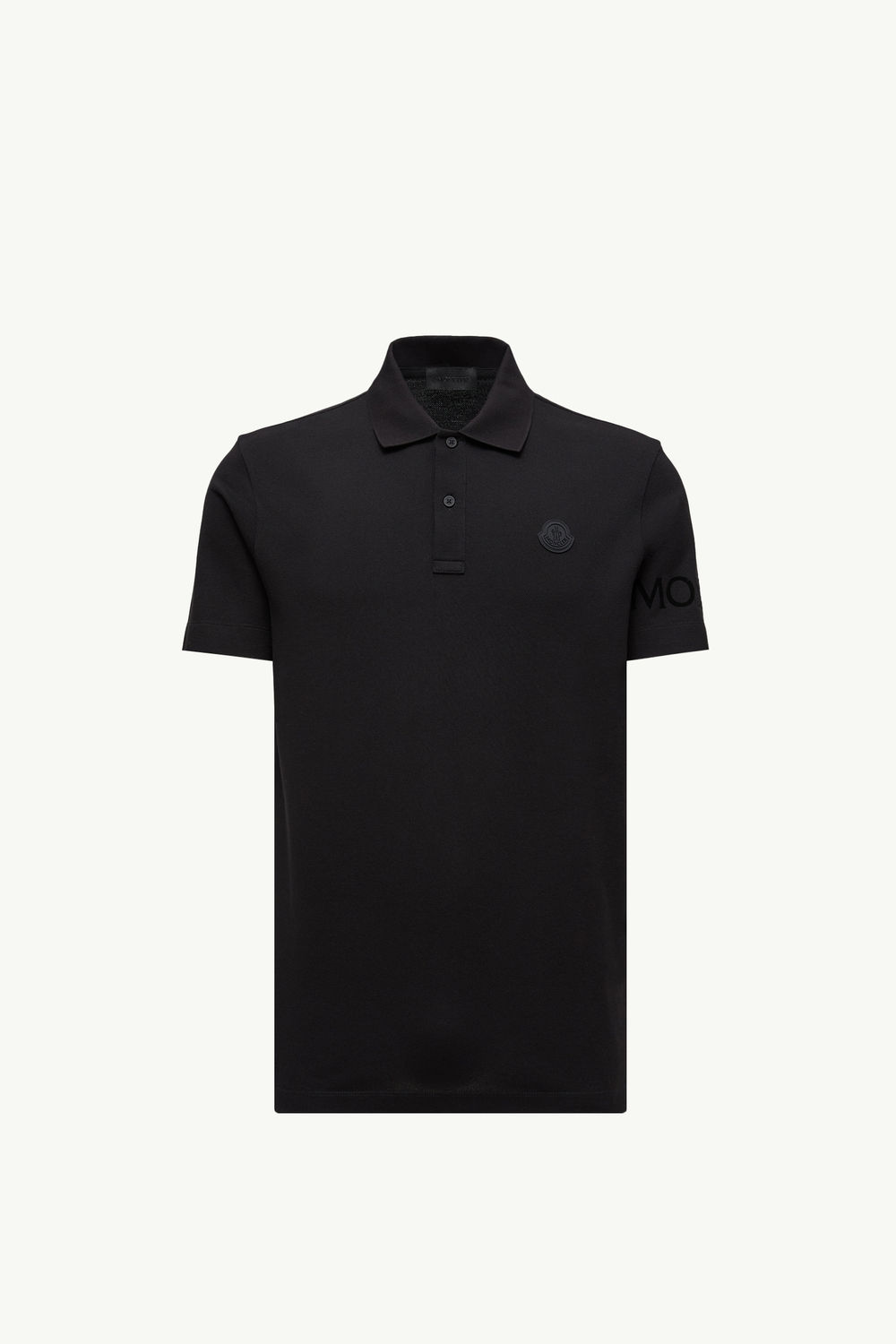 Logo Cotton Piquet Polo Shirt Men Black Moncler 2