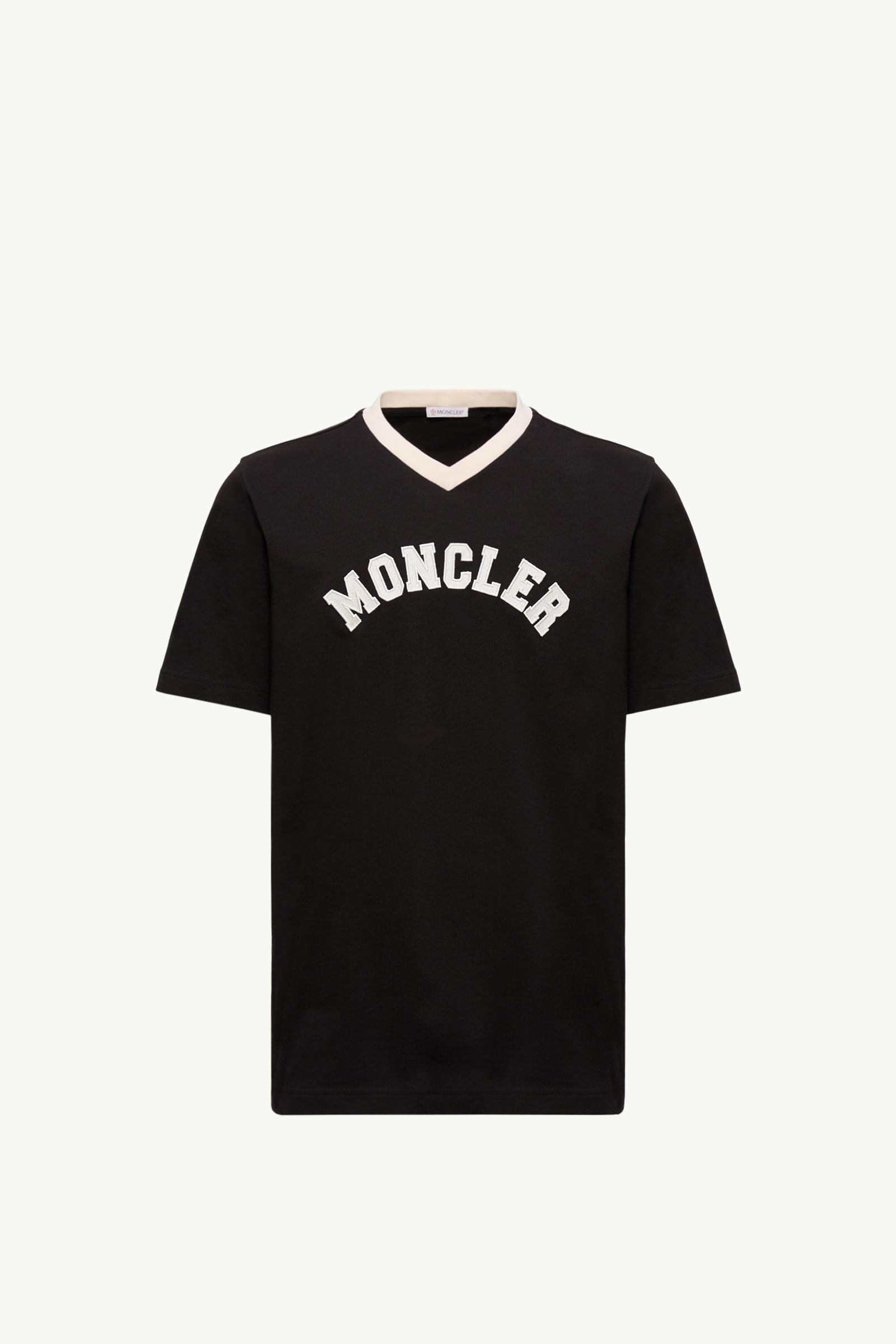 Embroidered Logo Cotton Piquet V-Neck T-Shirt_findInBoutique_image