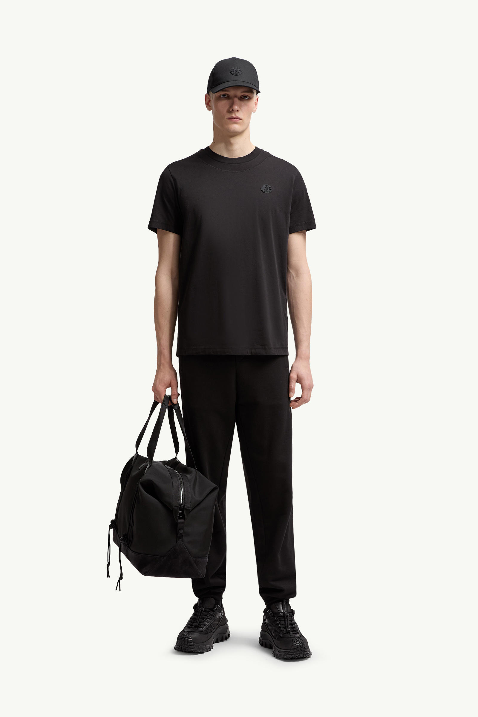 Logo Patch Cotton T-Shirt Men Black Moncler 0