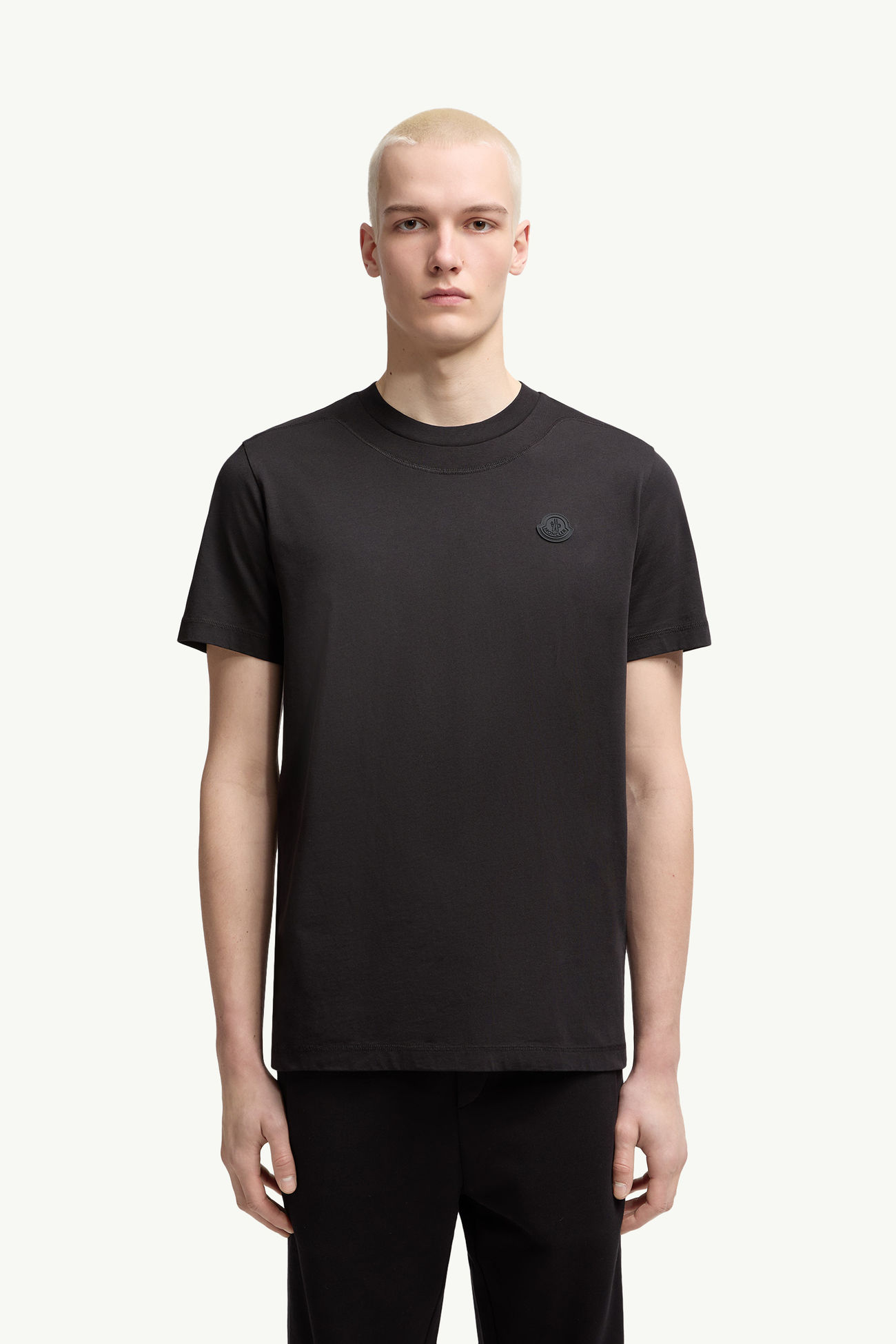 Logo Patch Cotton T-Shirt Men Black Moncler 3