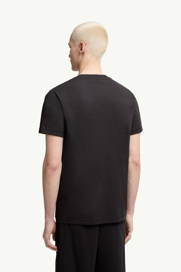Logo Patch Cotton T-Shirt Men Black Moncler 4