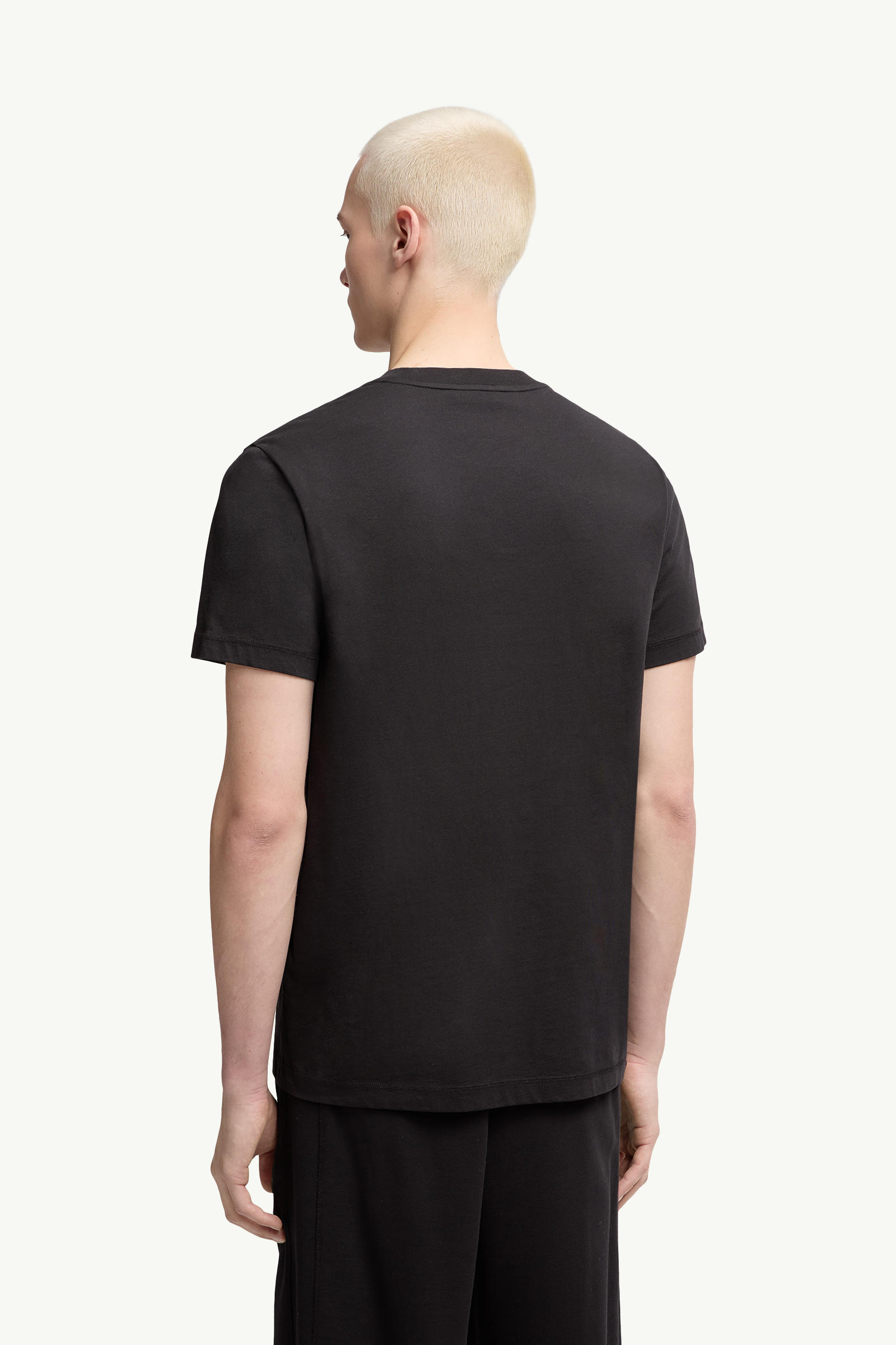 Logo Patch Cotton T-Shirt Men Black Moncler 4