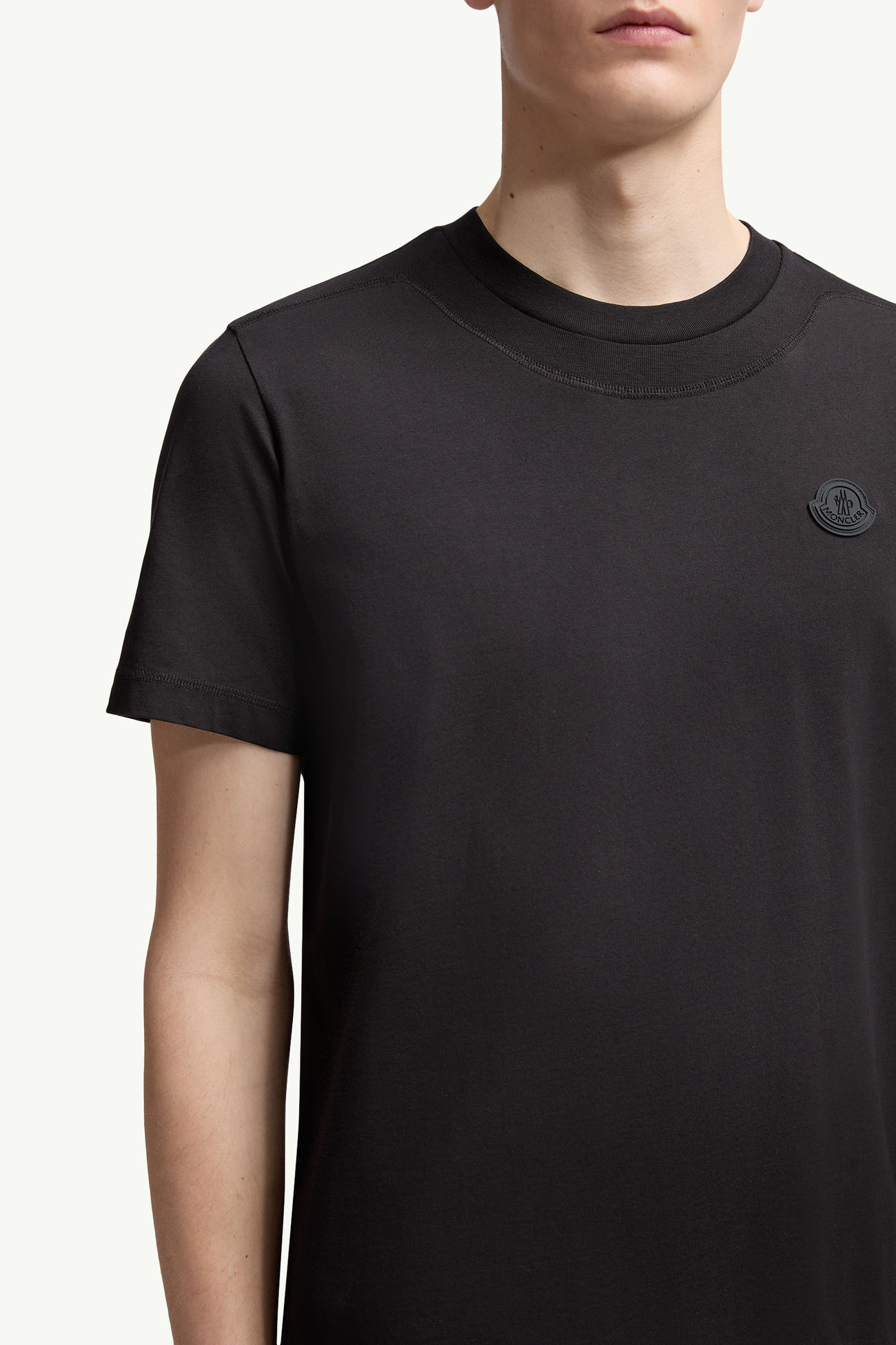 Logo Patch Cotton T-Shirt Men Black Moncler 5