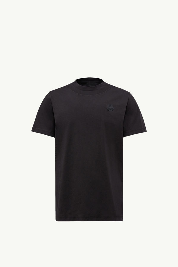 Logo Patch Cotton T-Shirt Men Black Moncler 2
