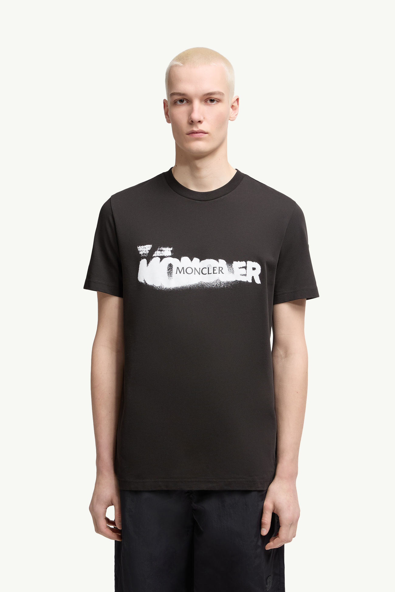 T-shirt en coton à logo graphique Hommes Noir Moncler 3