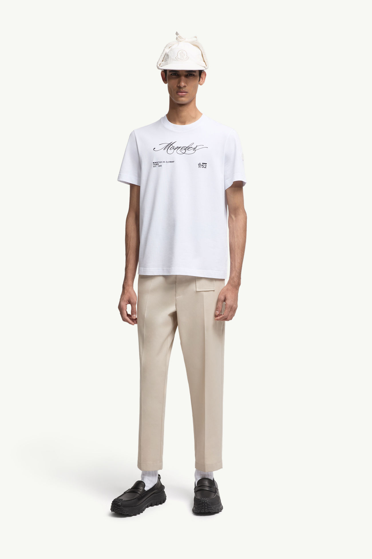 T-shirt en coton à logo brodé Hommes Blanc Moncler 0