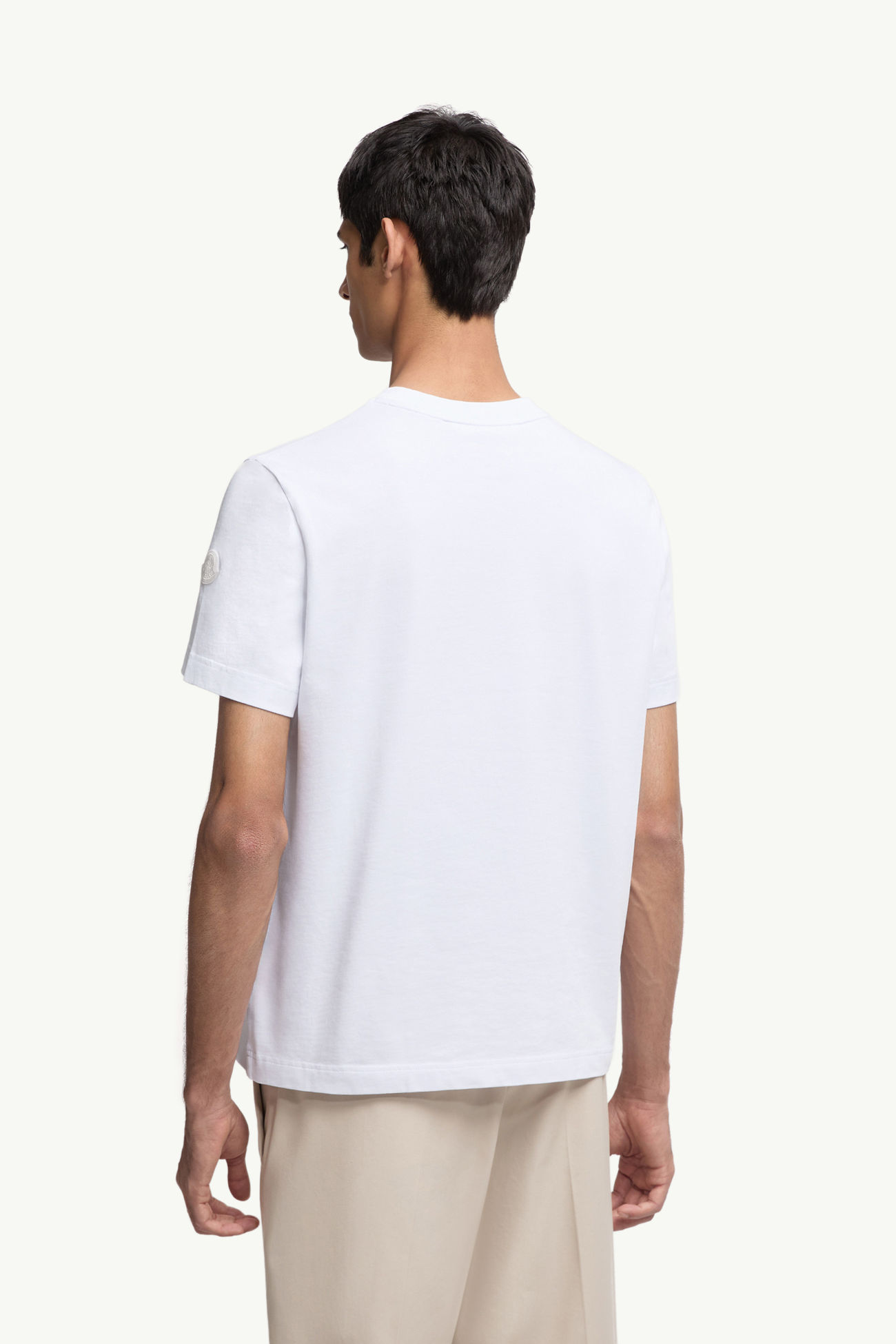 Embroidered Logo Cotton T-Shirt Men White Moncler 4