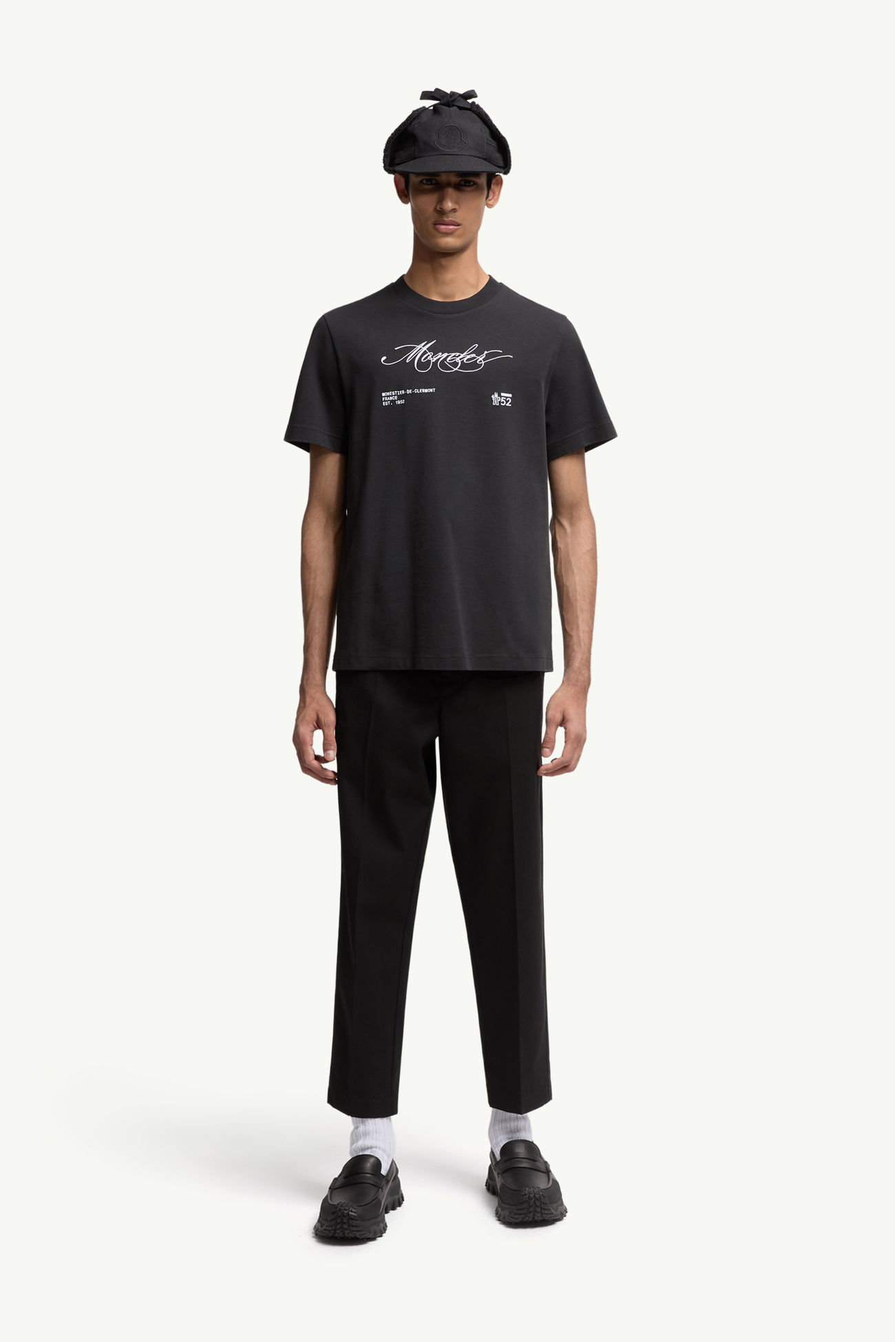 T-shirt en coton à logo brodé Hommes Noir Moncler 0