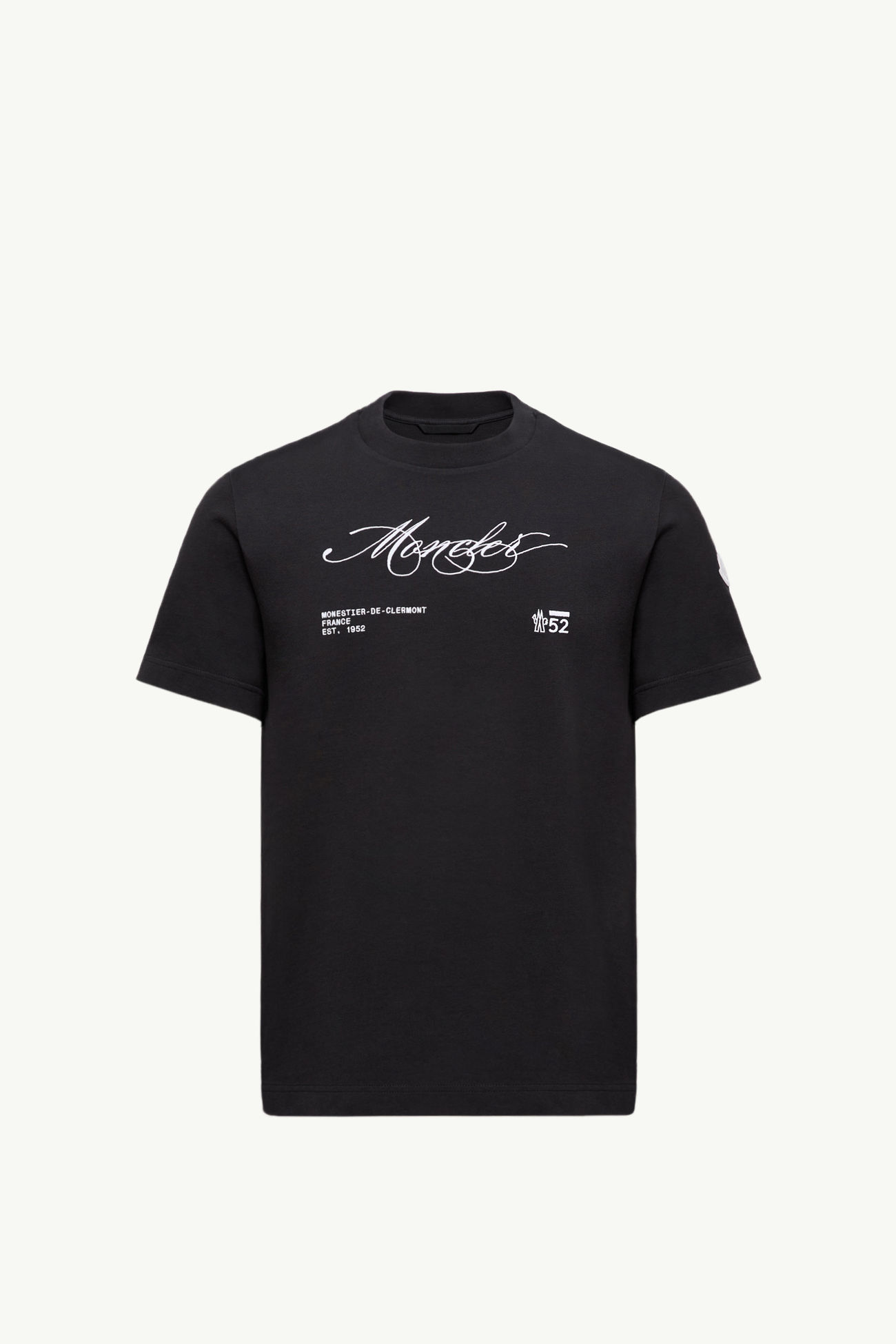 Camiseta de algodón con logotipo bordado Hombre Negro Moncler 2