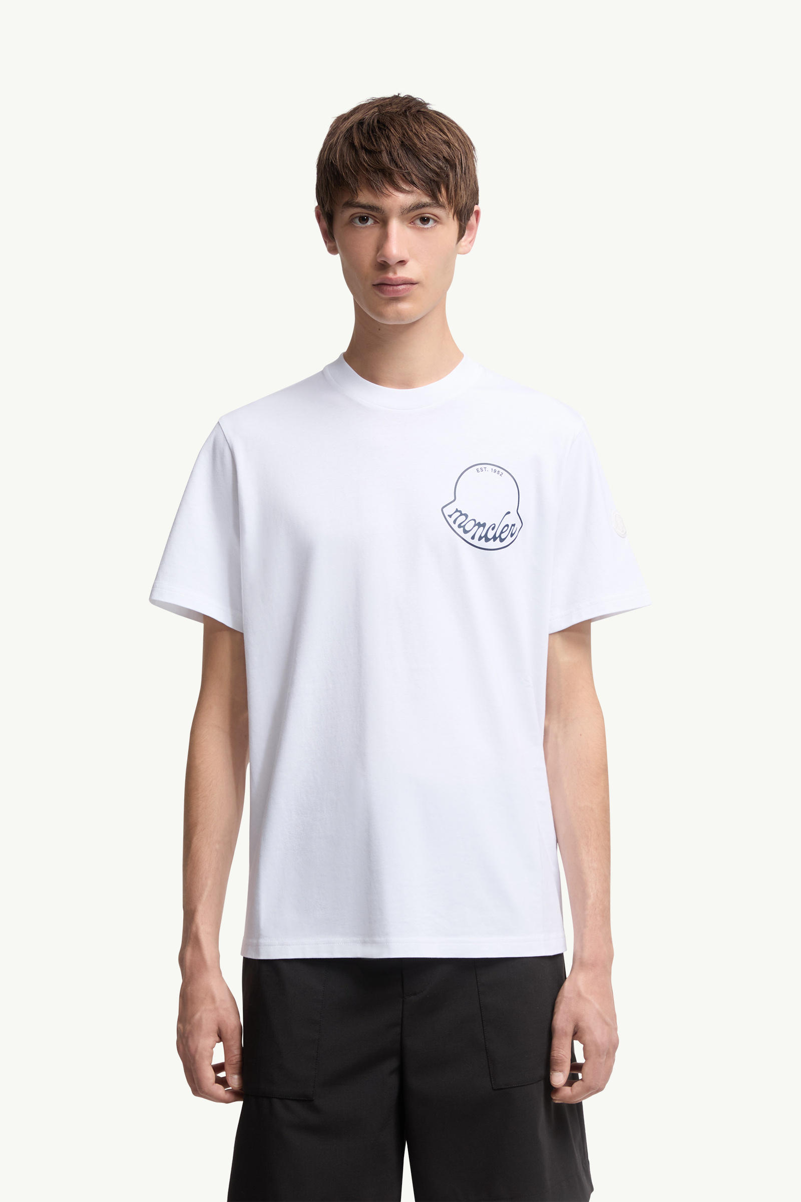 Logo Cotton T-Shirt Men White Moncler 3