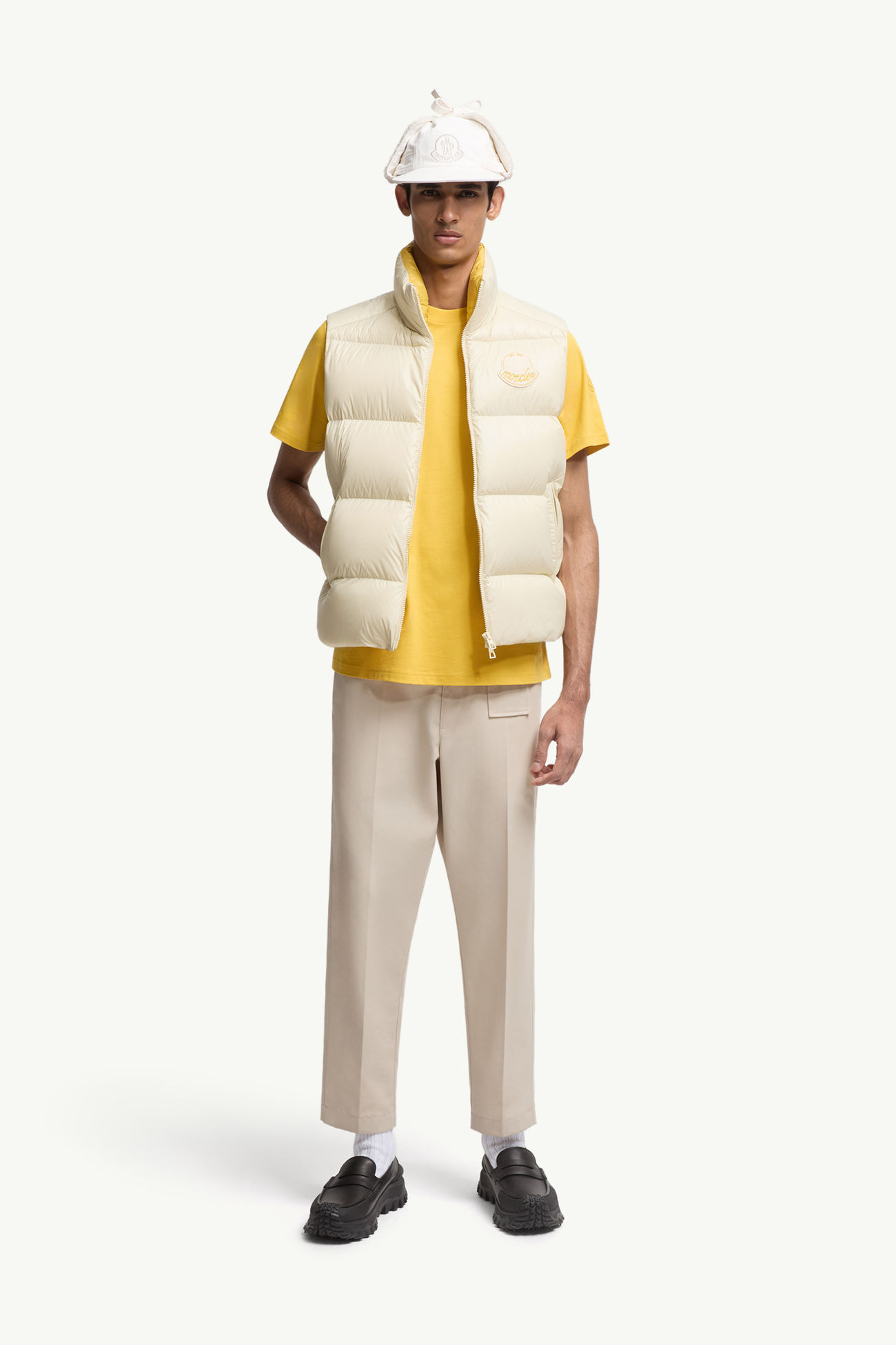 Logo Cotton T-Shirt Men Yellow Moncler 0