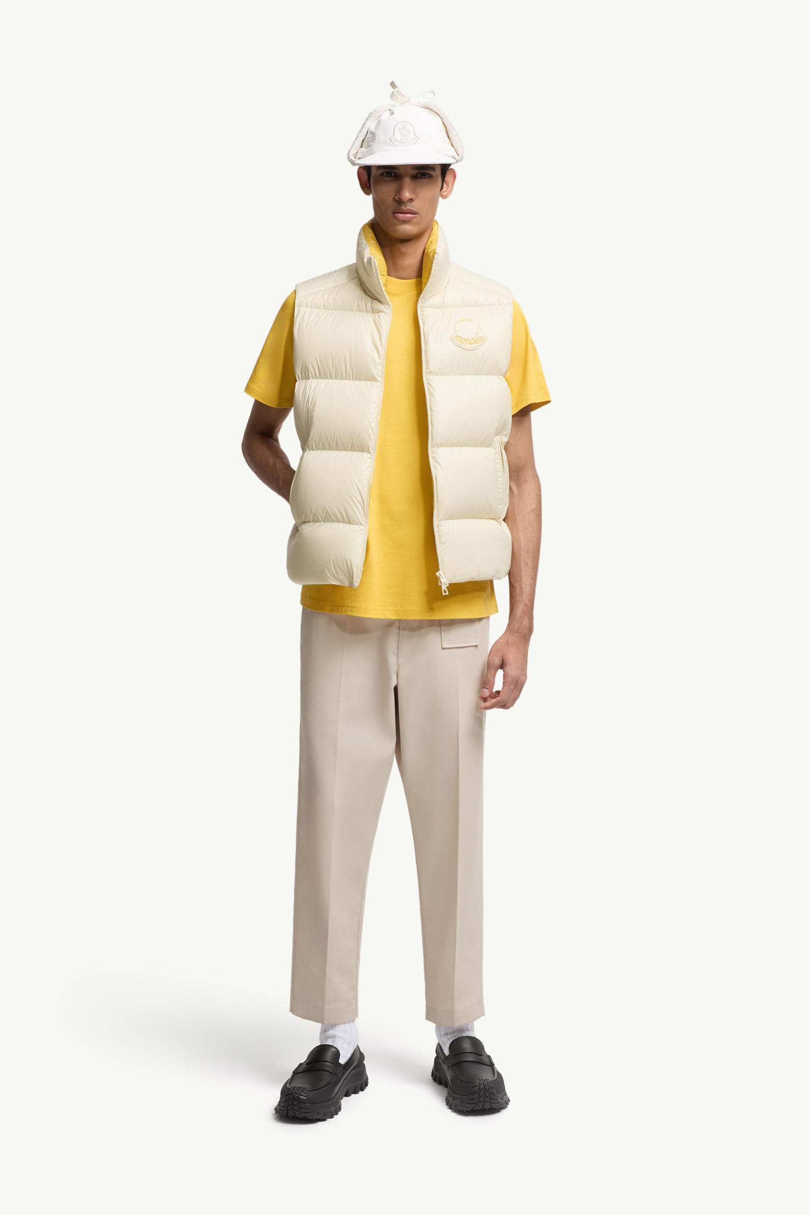 Logo Cotton T-Shirt Men Yellow Moncler 0