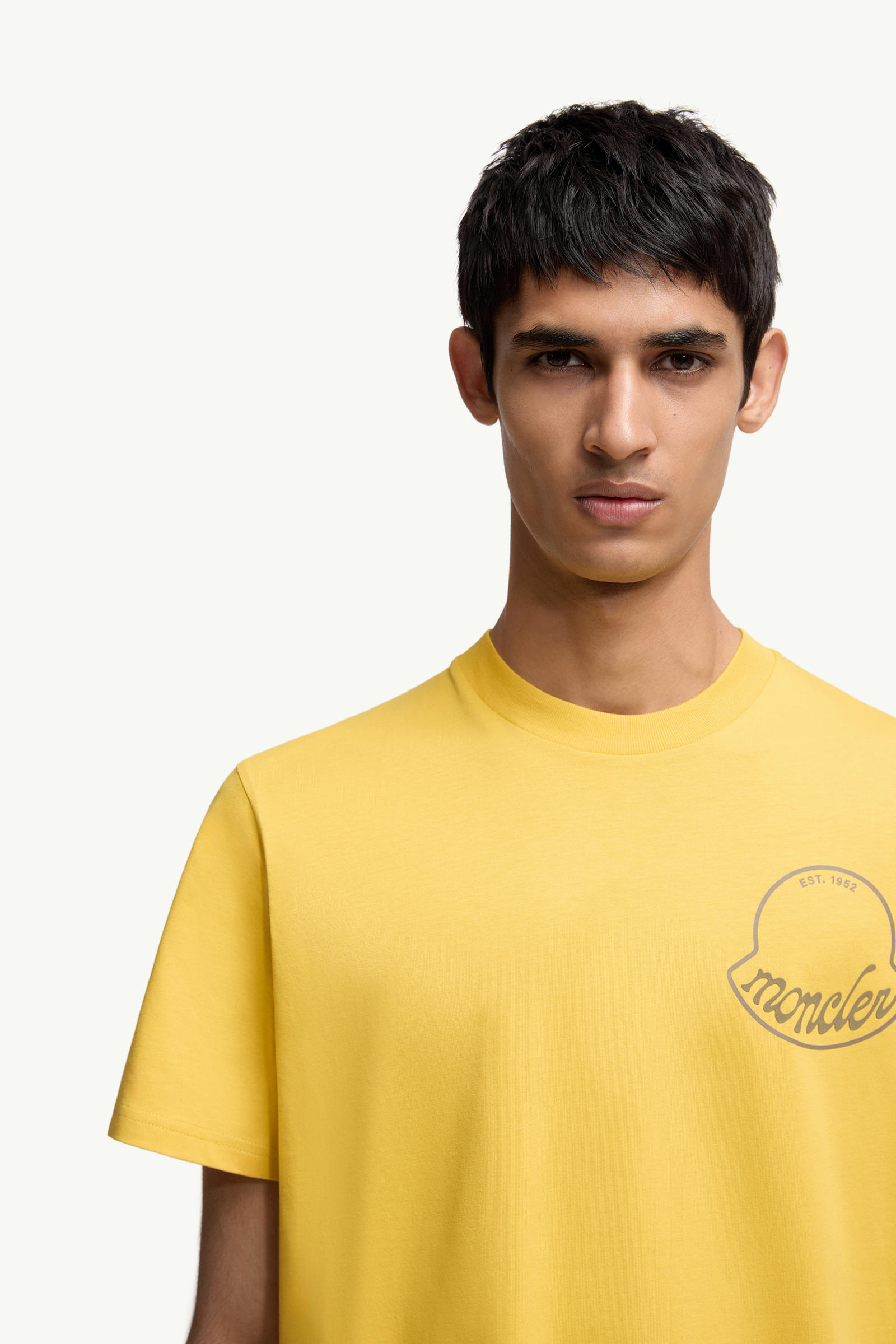Logo Cotton T-Shirt Men Yellow Moncler 5