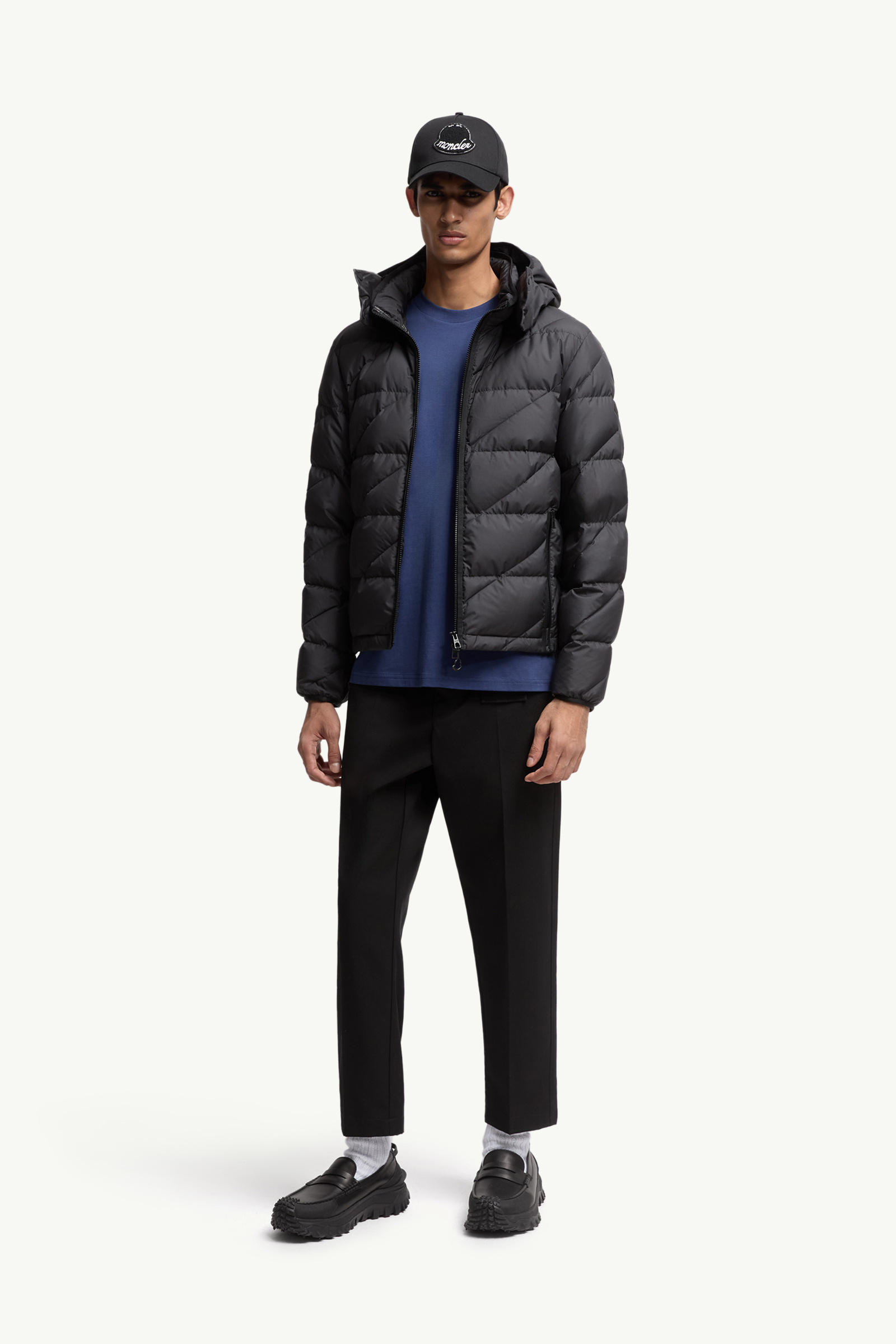 Logo Cotton T-Shirt Men Dark Blue Moncler 0