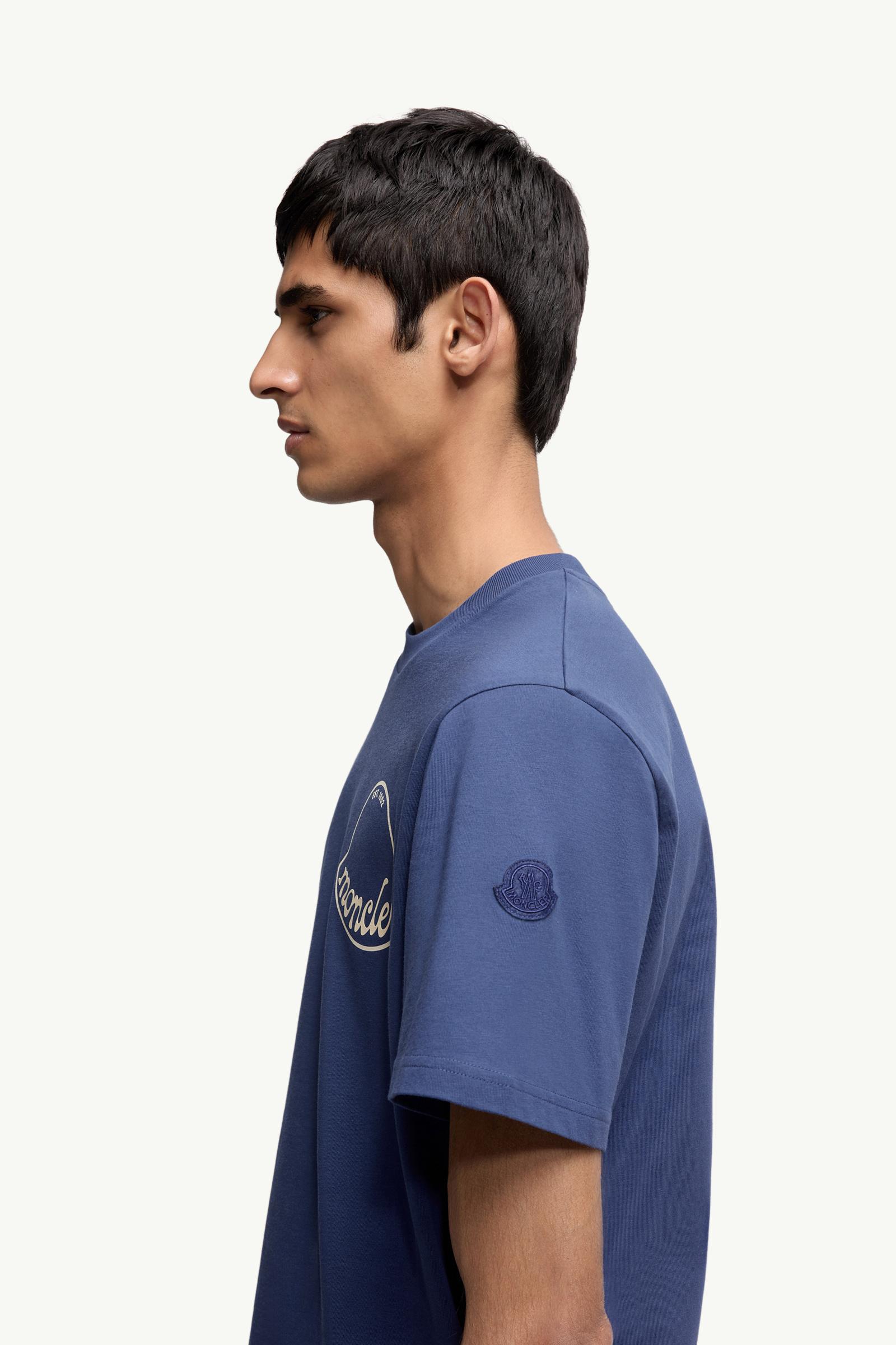 Logo Cotton T-Shirt Men Dark Blue Moncler 1