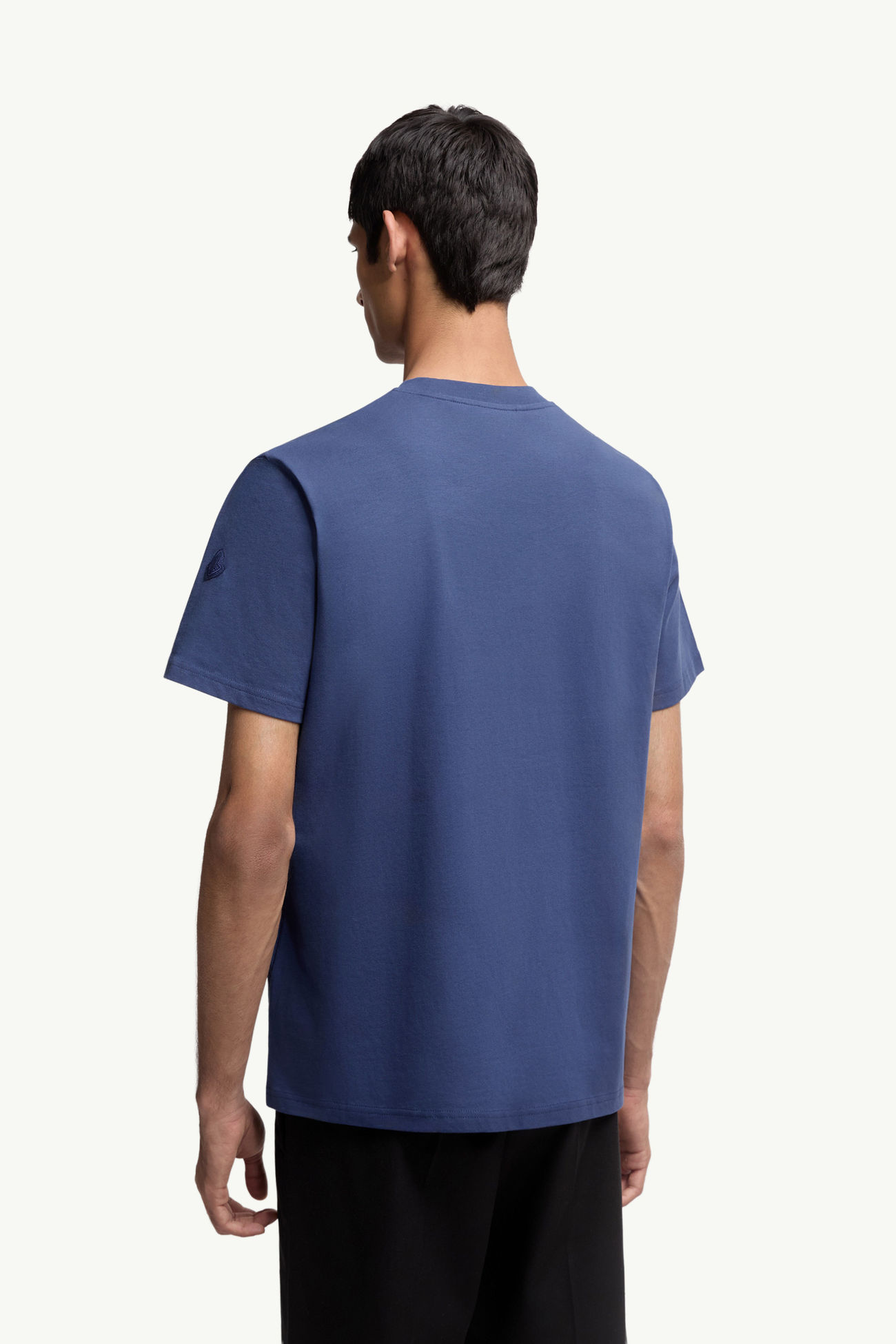 Logo Cotton T-Shirt Men Dark Blue Moncler 4
