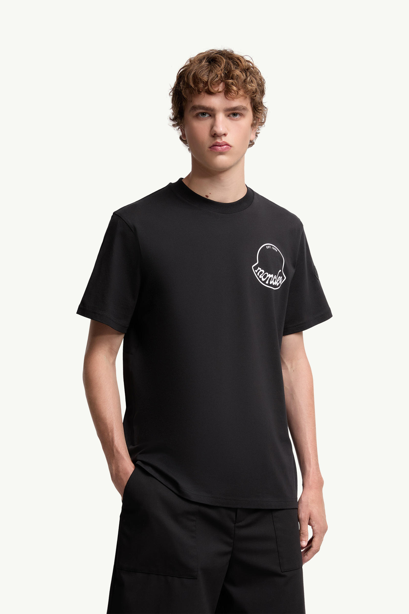 Logo Cotton T-Shirt Men Black Moncler 3