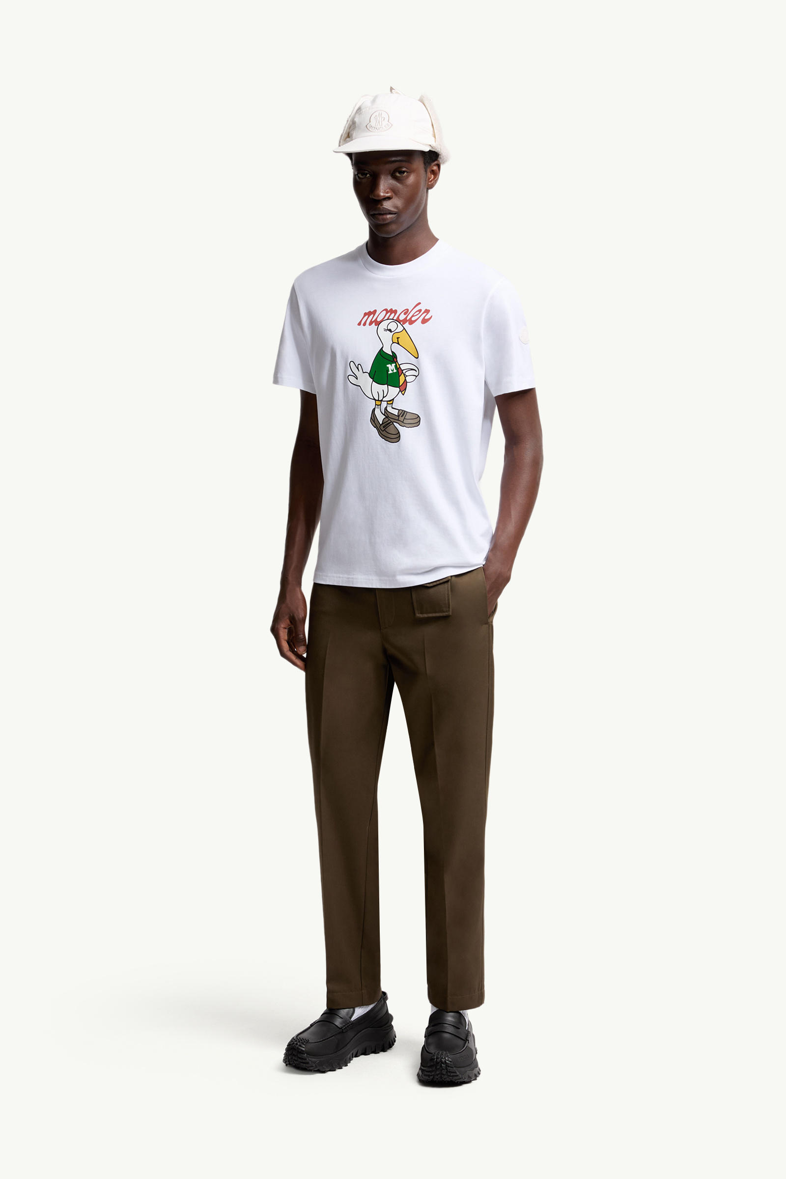 Camiseta de algodón con logotipo Mascot Hombre Blanco Moncler 0