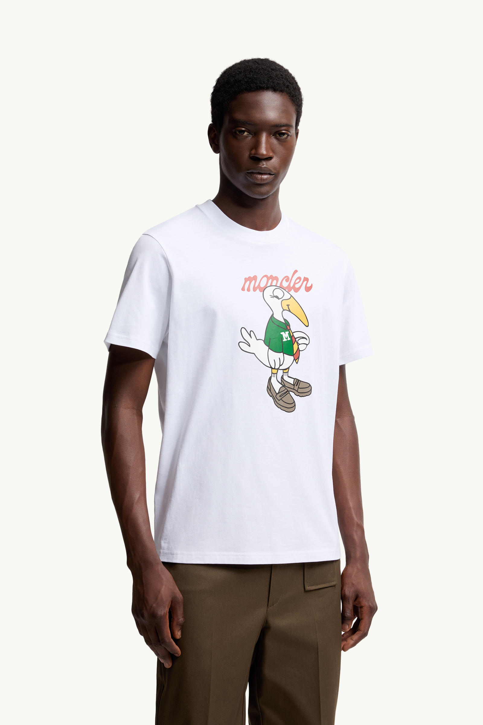 Camiseta de algodón con logotipo Mascot Hombre Blanco Moncler 3