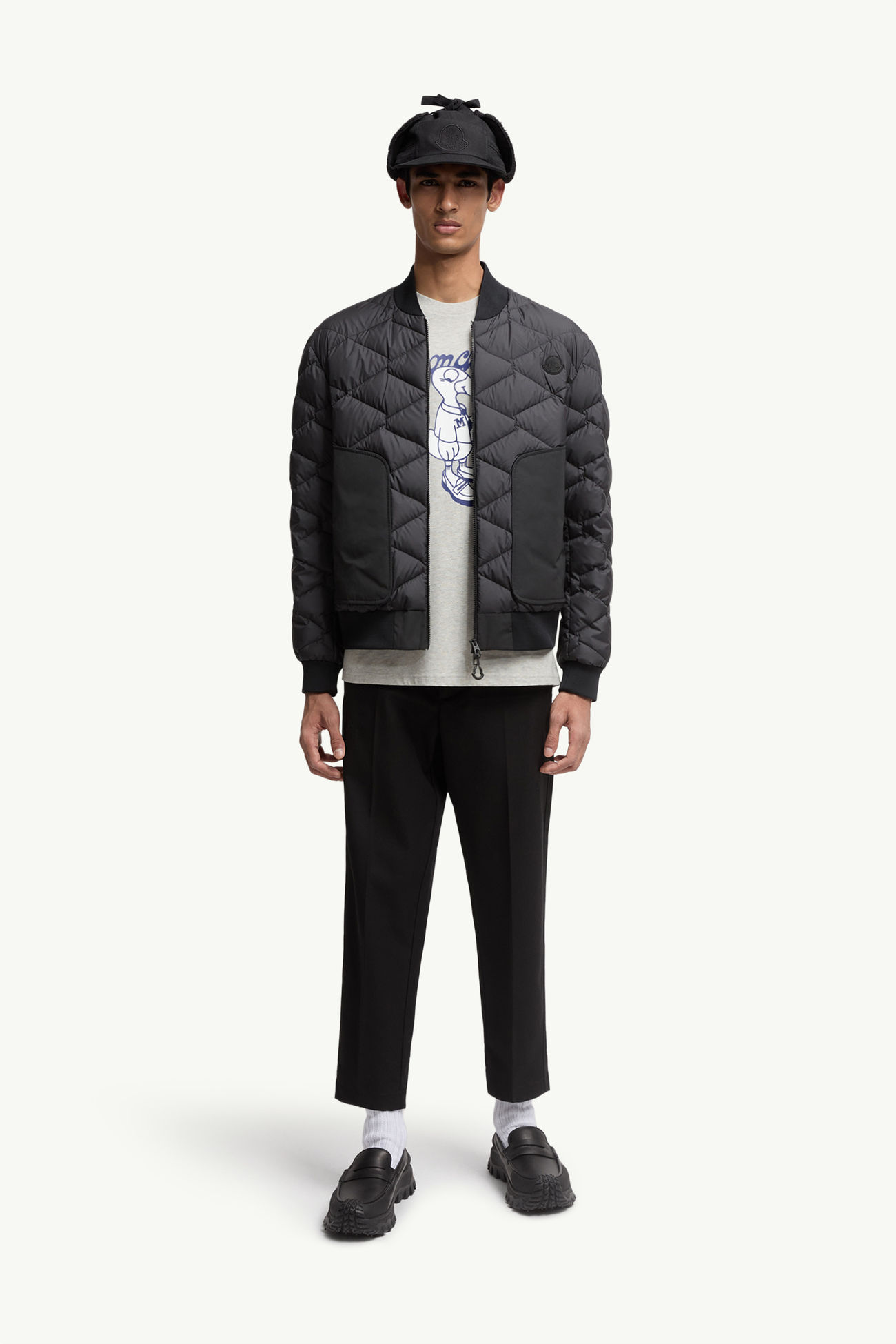 Mascot Logo Cotton T-Shirt Men Grey Moncler 0