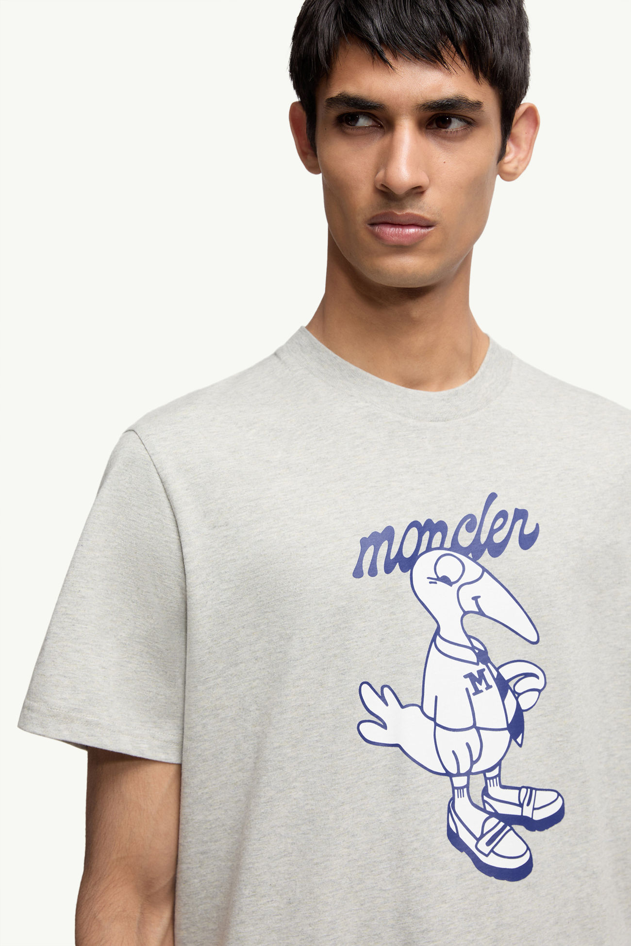 Mascot Logo Cotton T-Shirt Men Grey Moncler 5