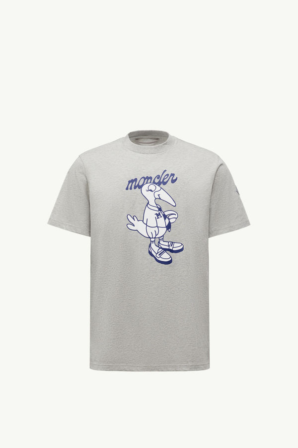 Mascot Logo Cotton T-Shirt Men Gray Moncler 2