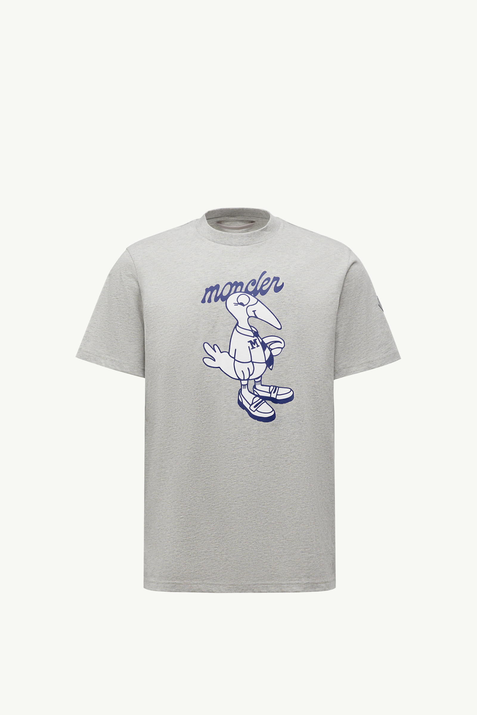 T-Shirt in Cotone con Logo Mascotte Uomo Grigio Moncler 2