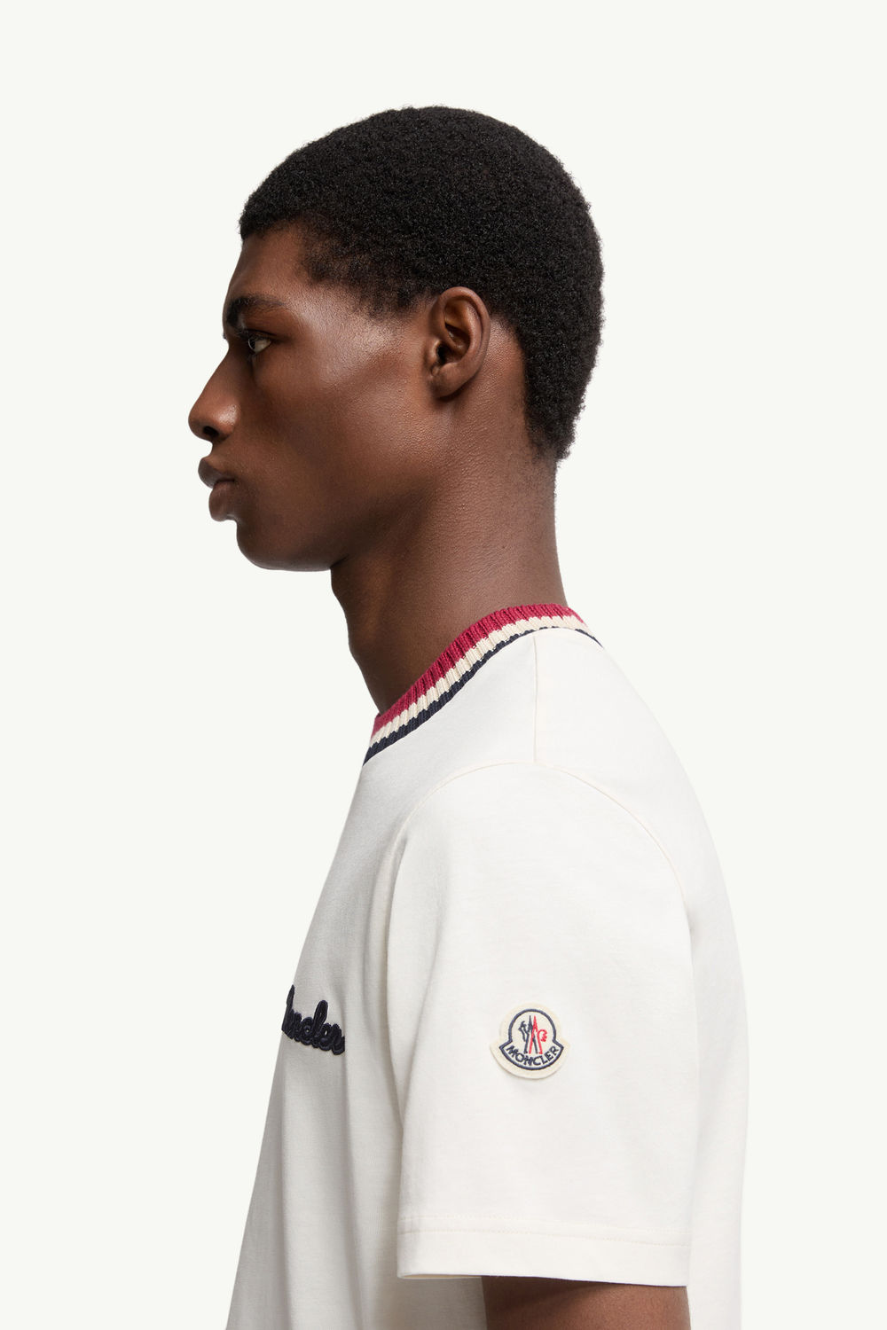 Embroidered Logo Cotton T-Shirt Men White Moncler 1