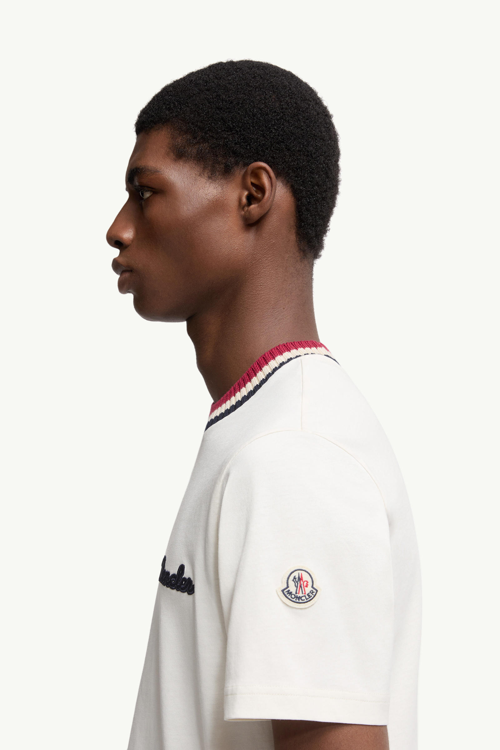 Embroidered Logo Cotton T-Shirt Men White Moncler 1