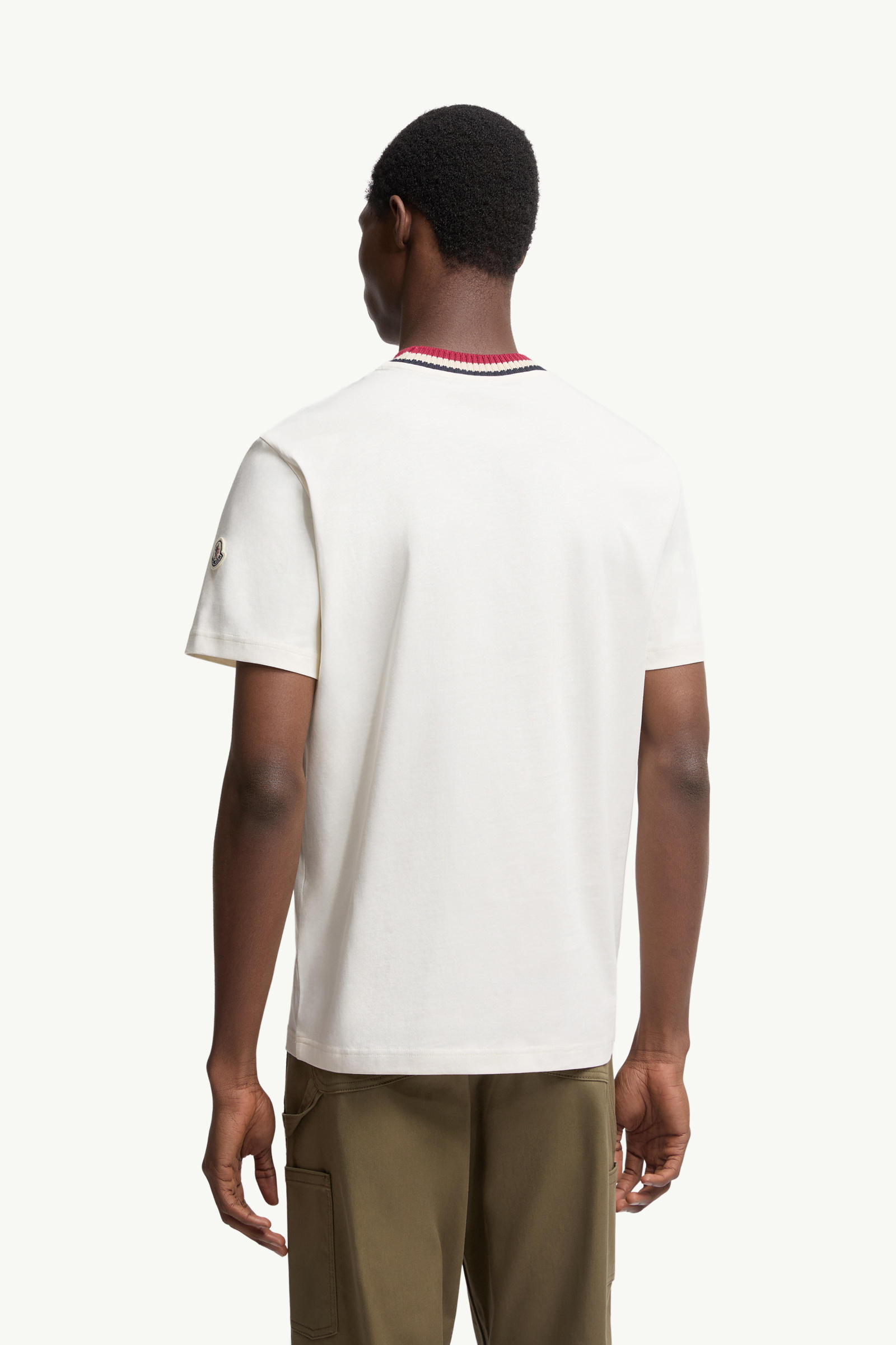 Embroidered Logo Cotton T-Shirt Men White Moncler 4