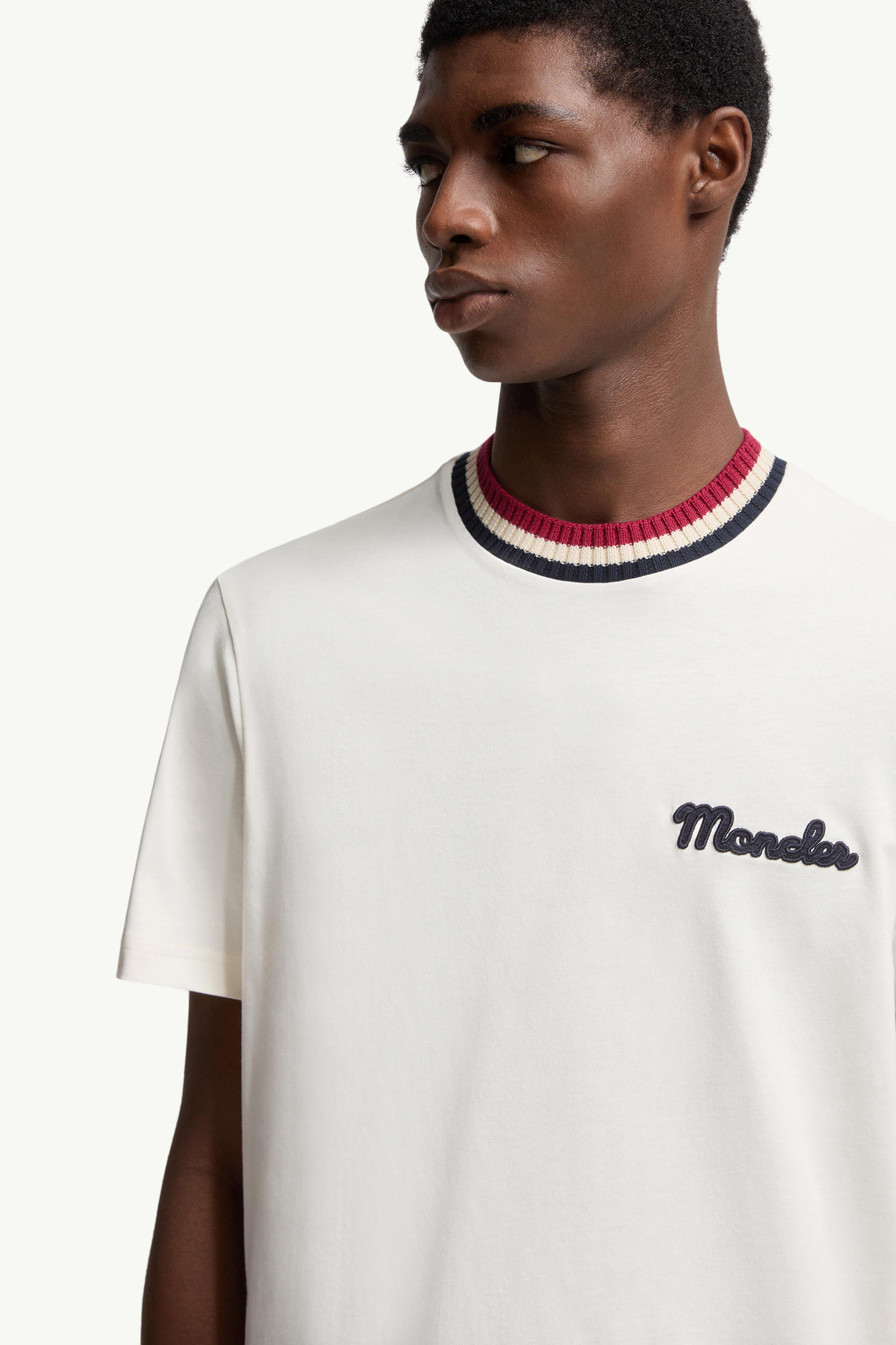 Embroidered Logo Cotton T-Shirt Men White Moncler 5