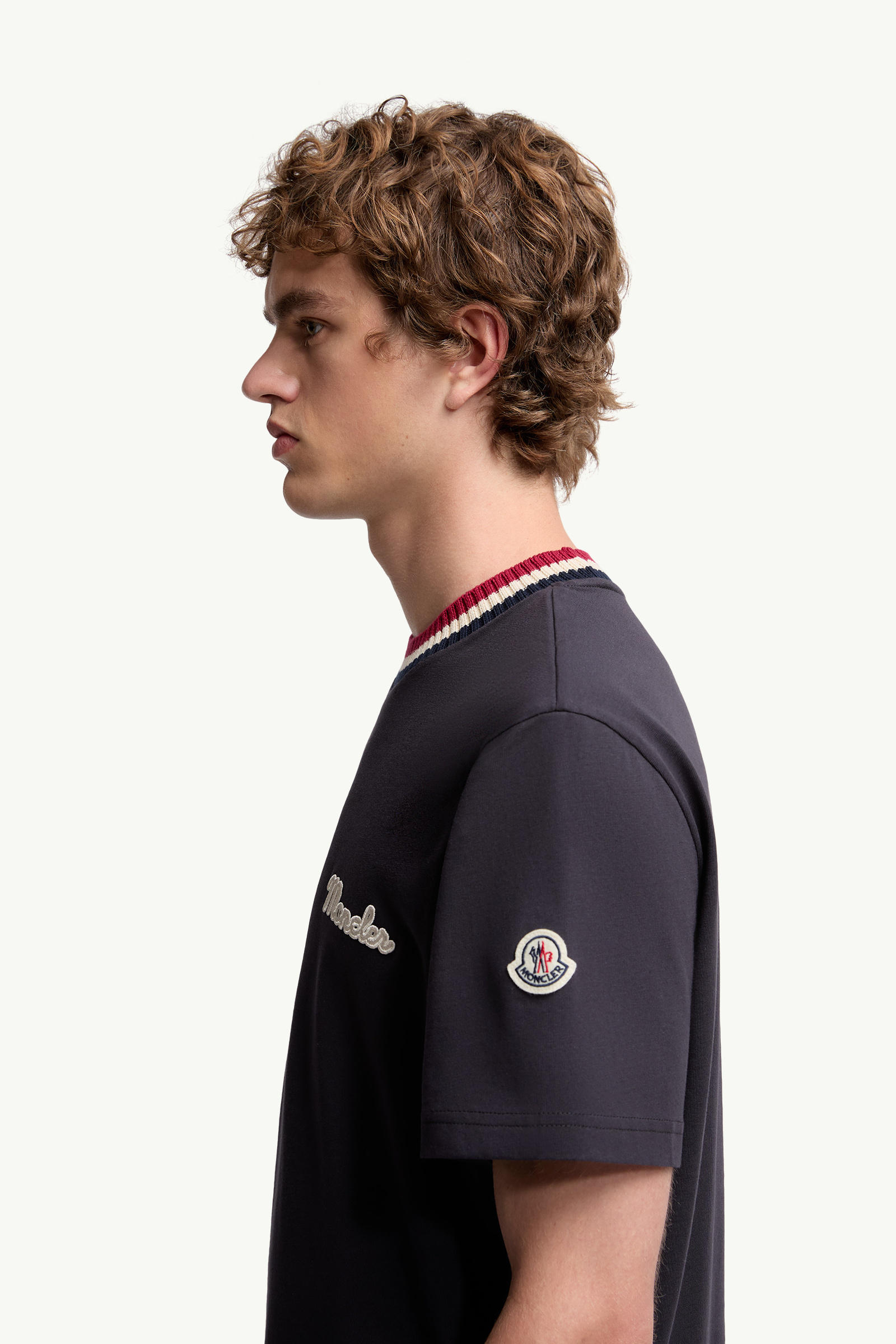 Embroidered Logo Cotton T-Shirt Men Navy Blue Moncler 1
