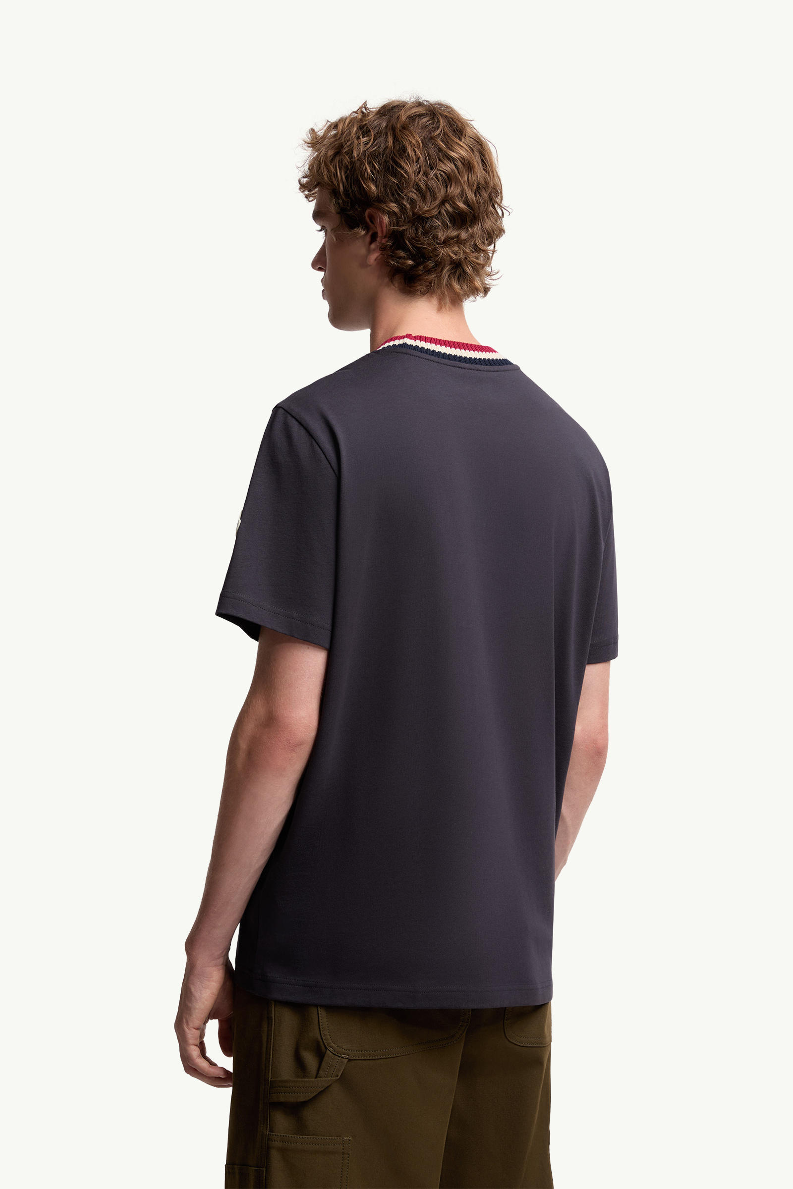 Embroidered Logo Cotton T-Shirt Men Navy Blue Moncler 4