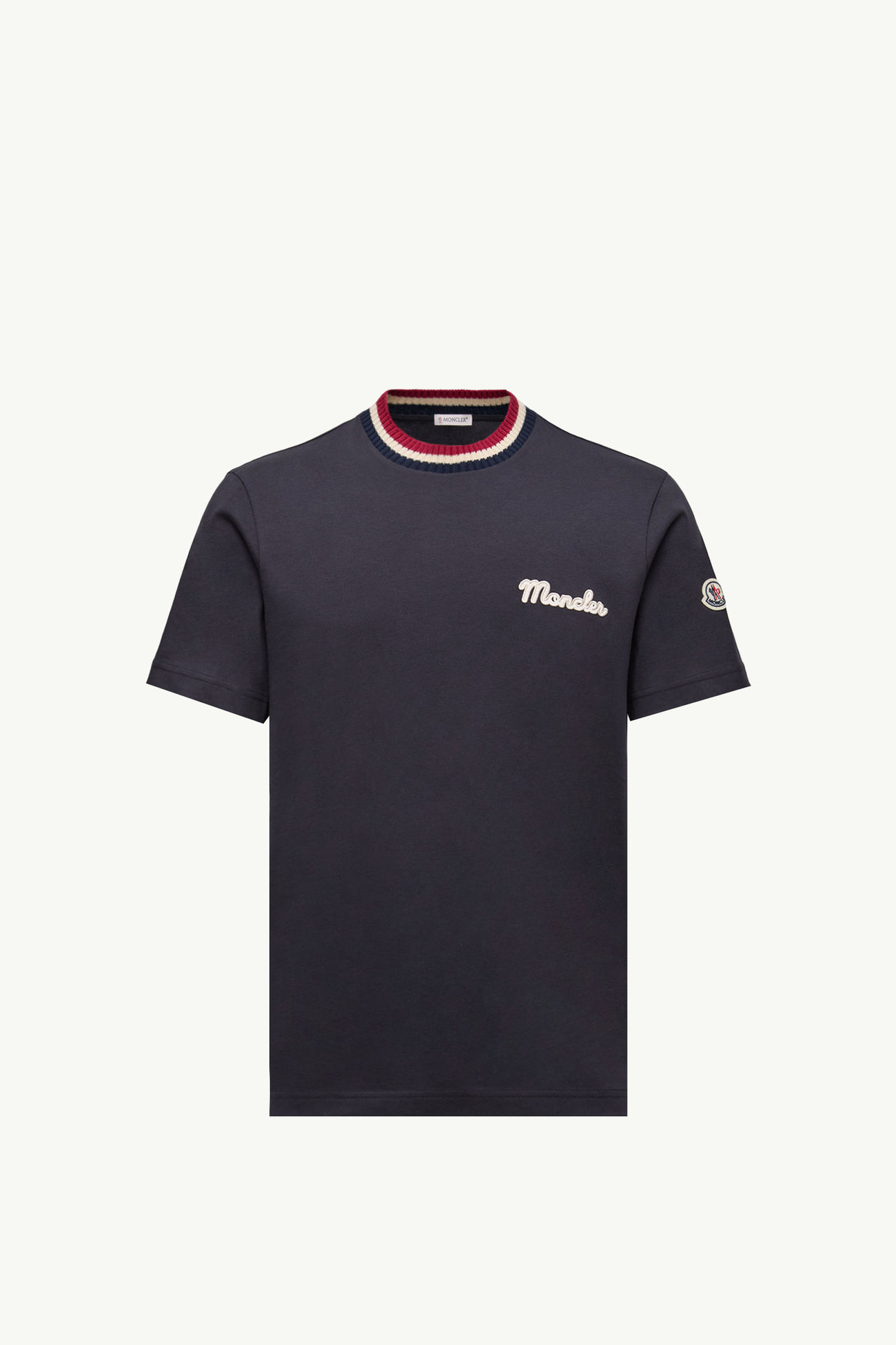 Camiseta de algodón con logotipo bordado Hombre Azul marino Moncler 2