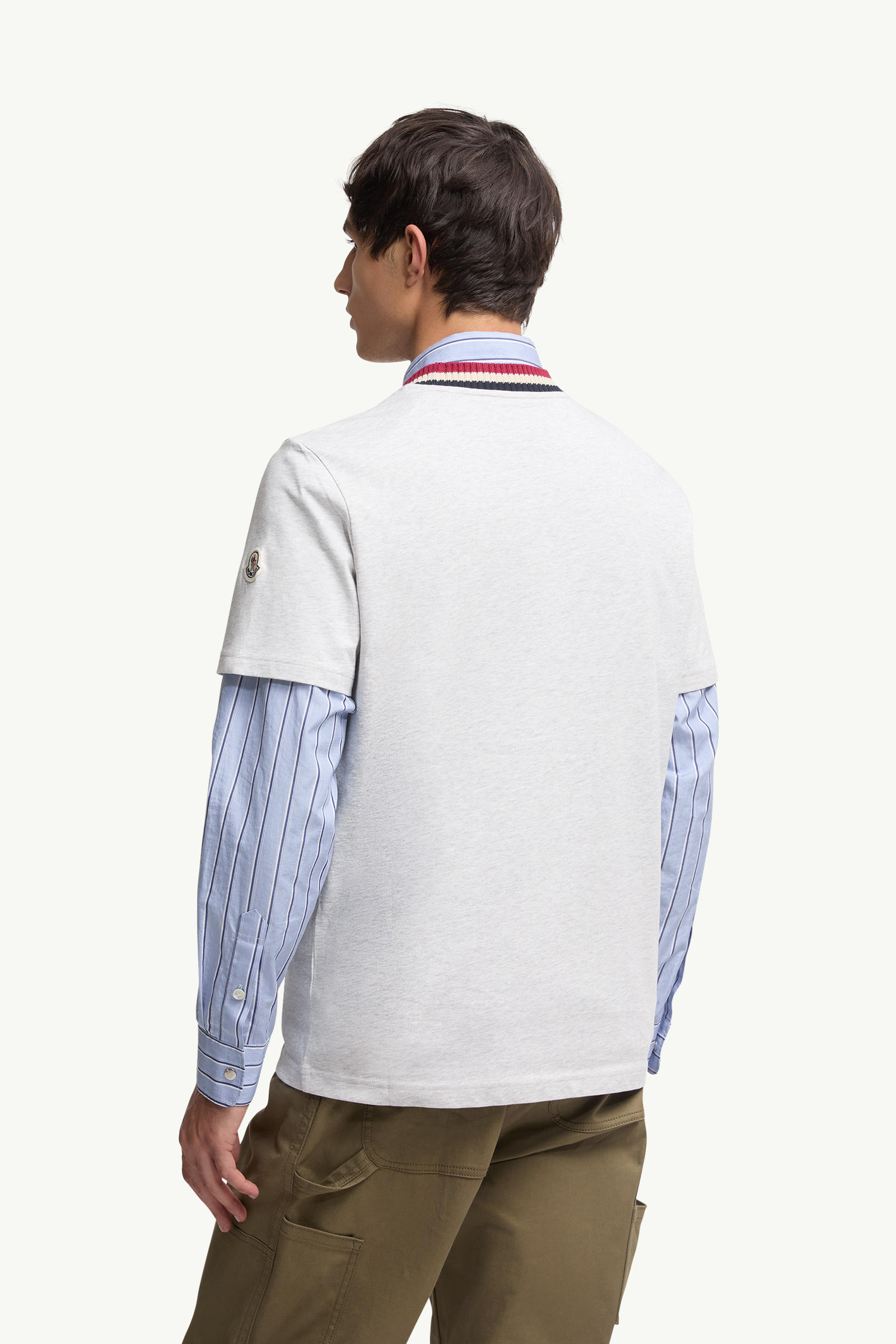 Camiseta de algodón con logotipo bordado Hombre Gris Moncler 4