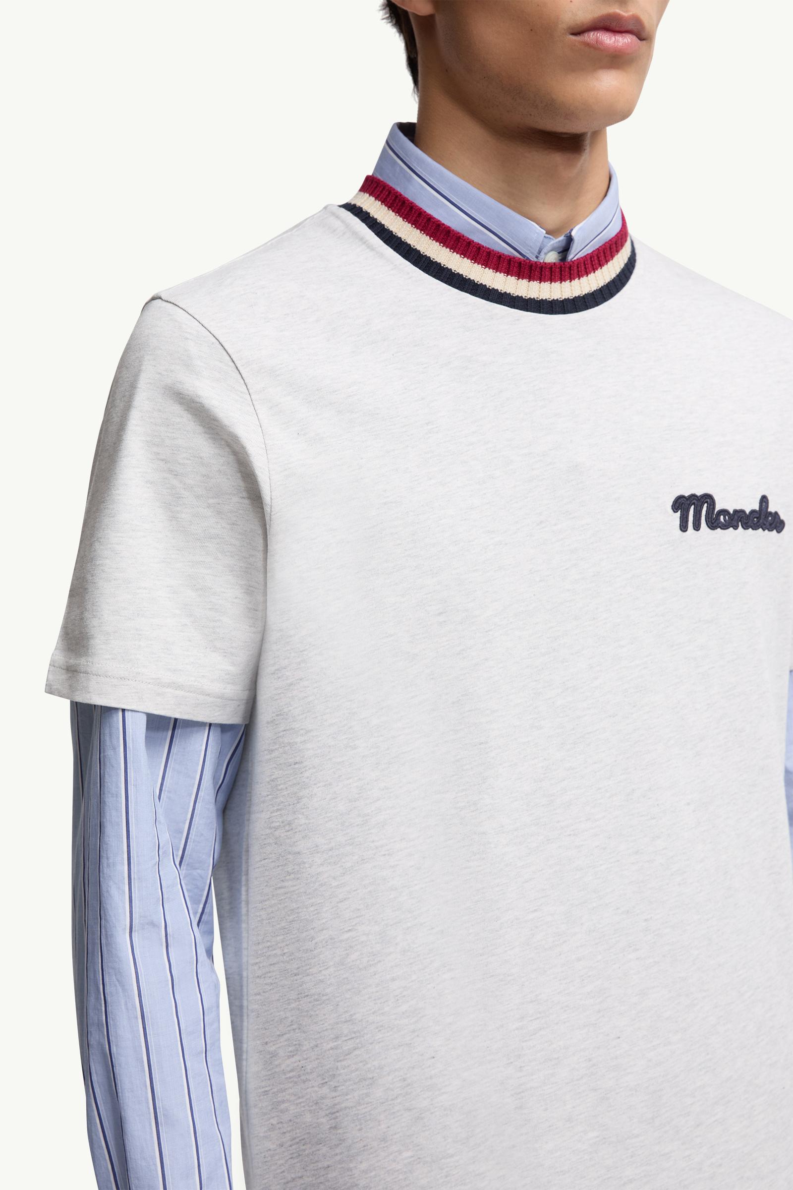 【MONCLER】Embroideredカリグラフィー ロゴ コットン Tシャツ Moncler Logo-embroidered Cotton T-shirt Light Blue 2 Moncler