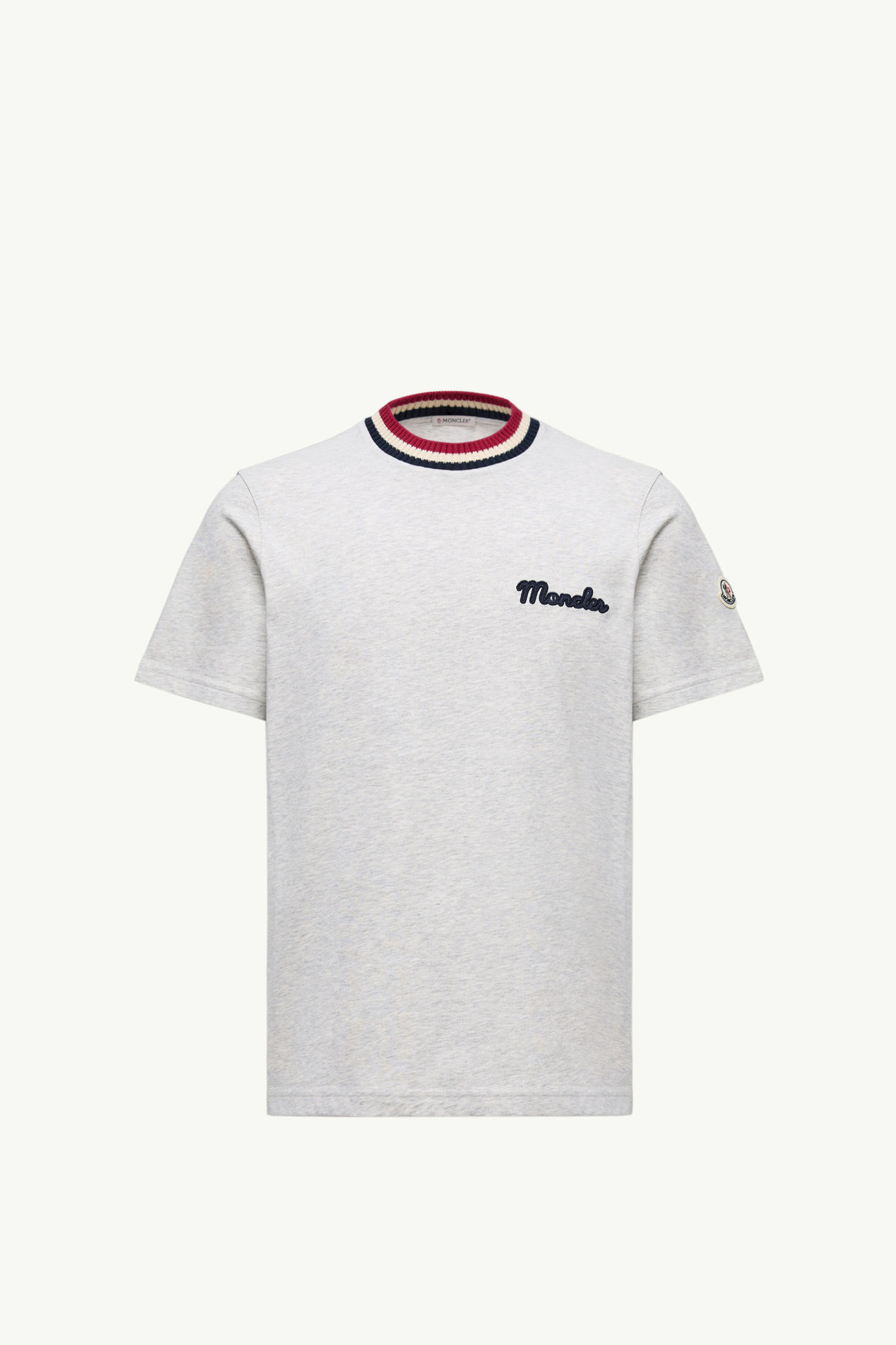 Embroidered Logo Cotton T-Shirt Men Grey Moncler 2