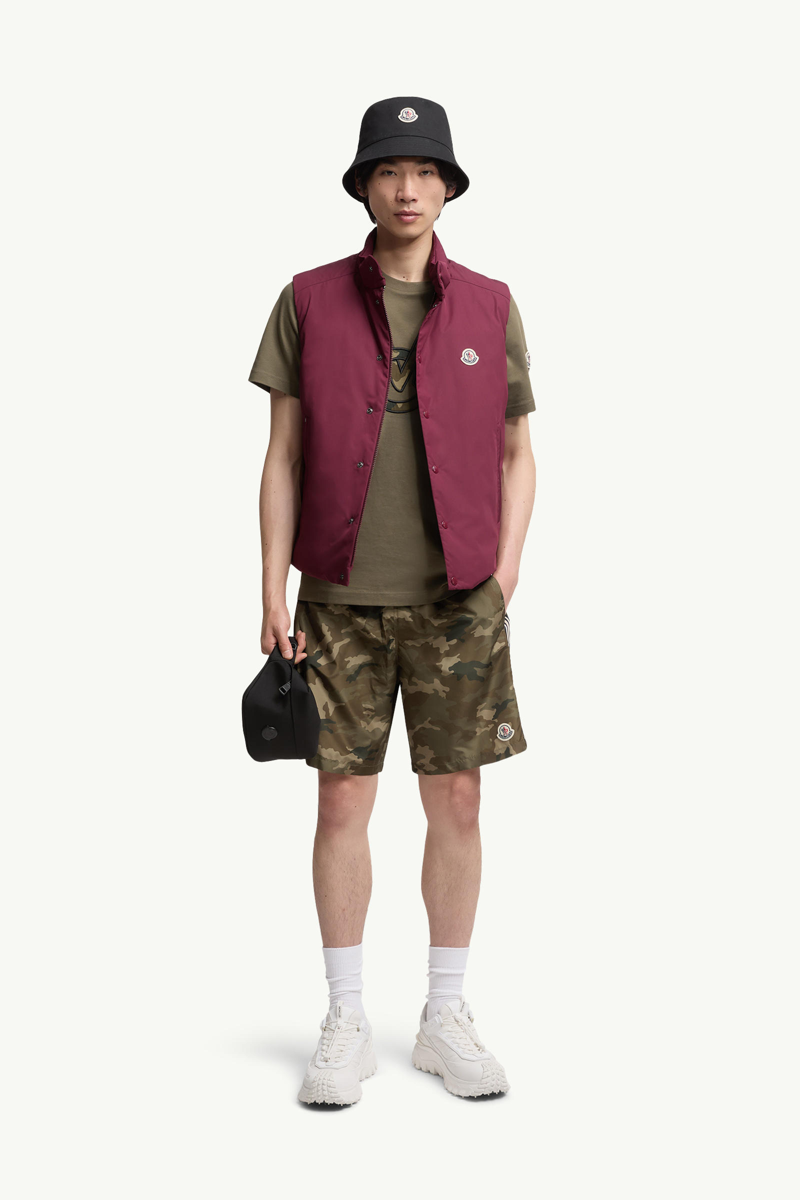 Monogram Cotton T-Shirt Men Olive Green Moncler 0