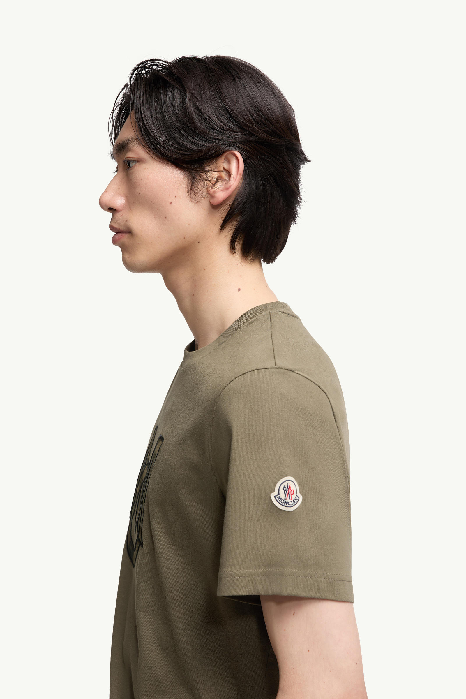 Monogram Cotton T-Shirt Men Olive Green Moncler 1