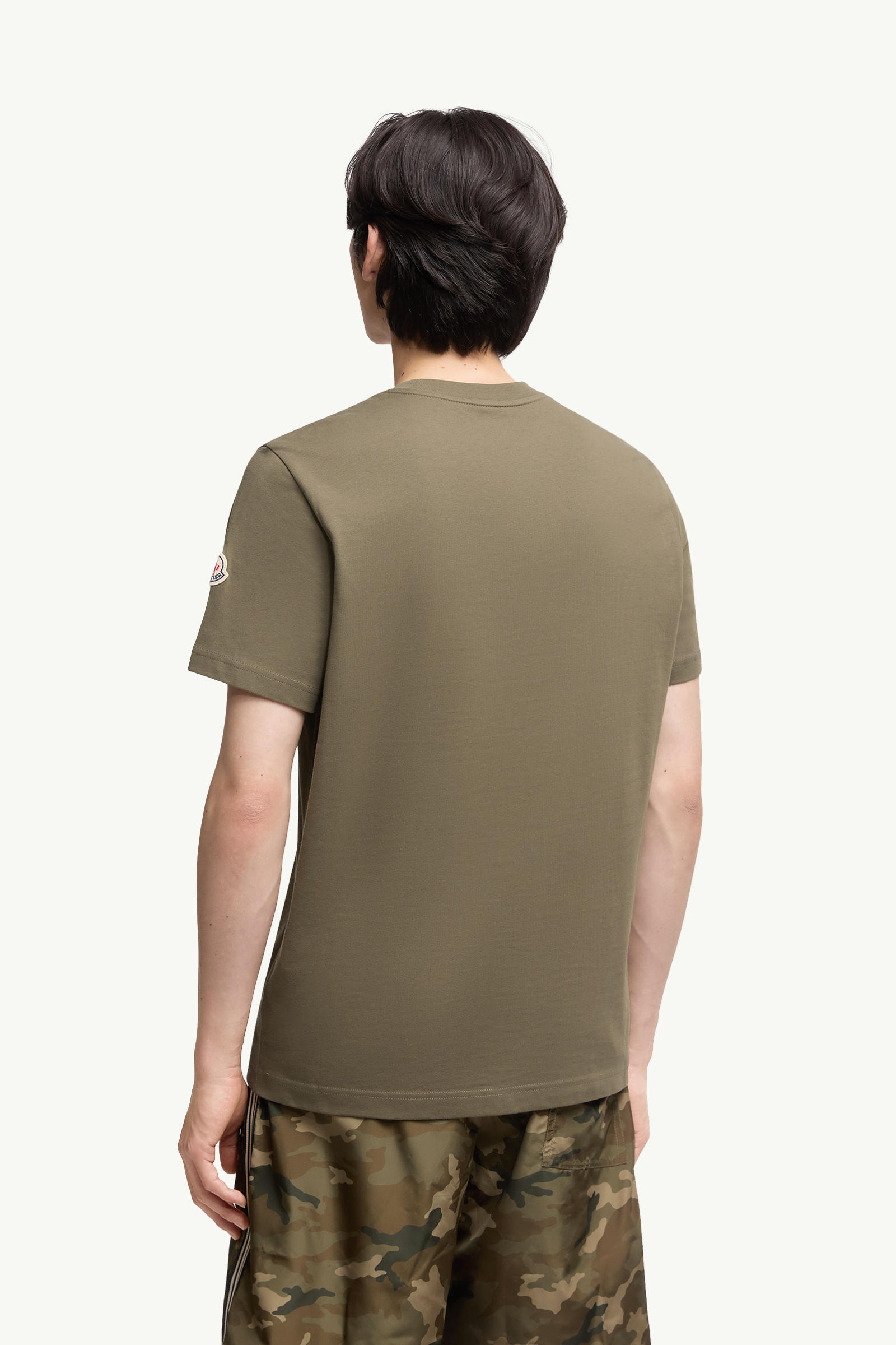 Monogram Cotton T-Shirt Men Olive Green Moncler 4