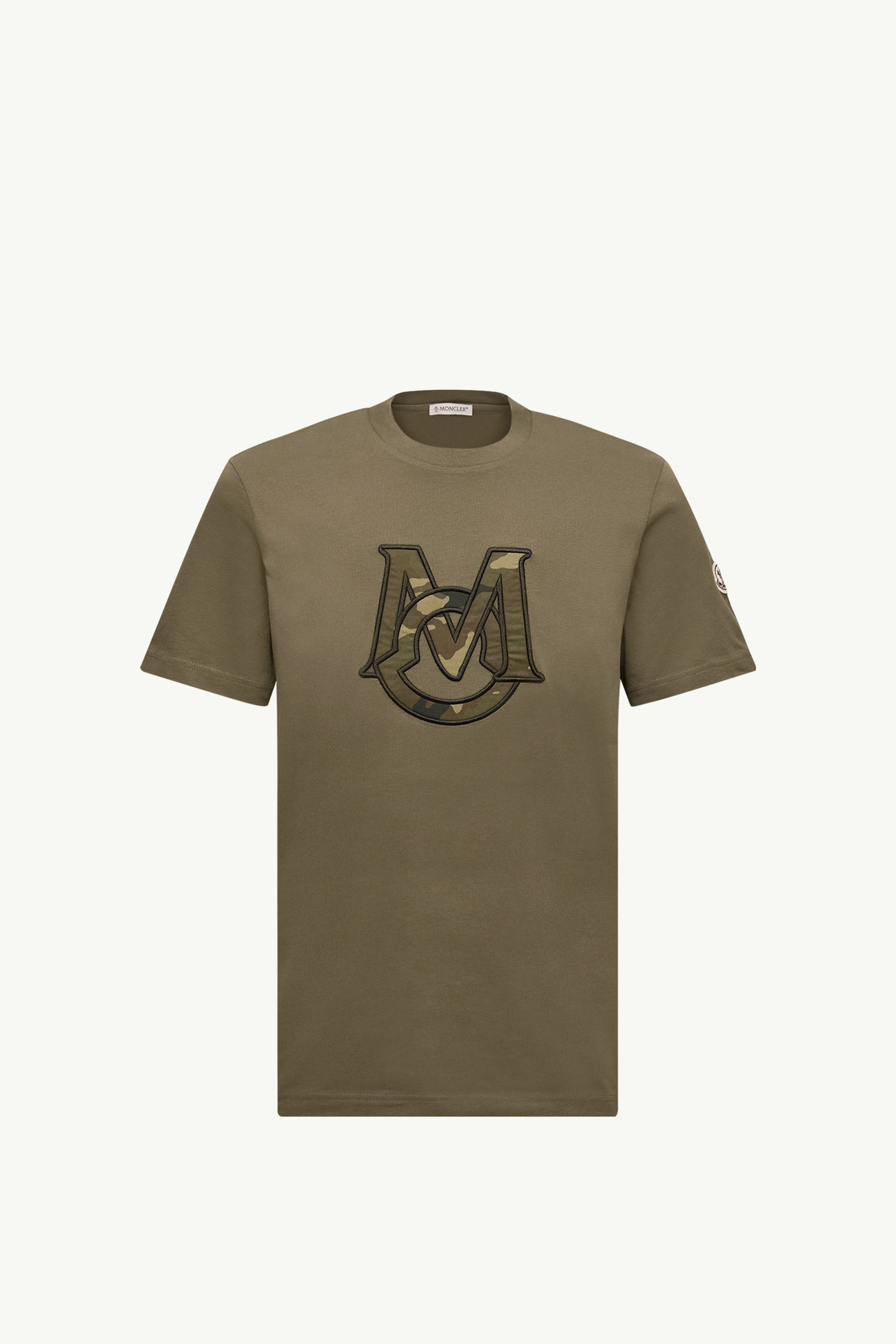 Camiseta de algodón con monograma Hombre Verde Oliva Moncler 2