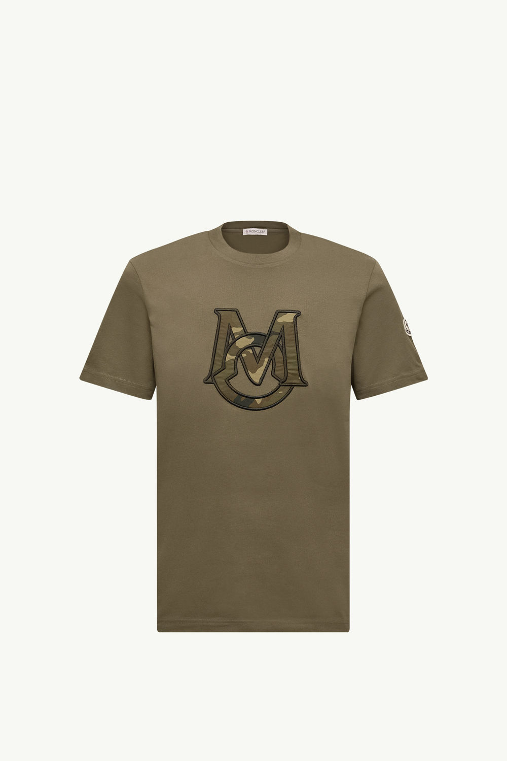 Monogram Cotton T-Shirt Men Olive Green Moncler 2
