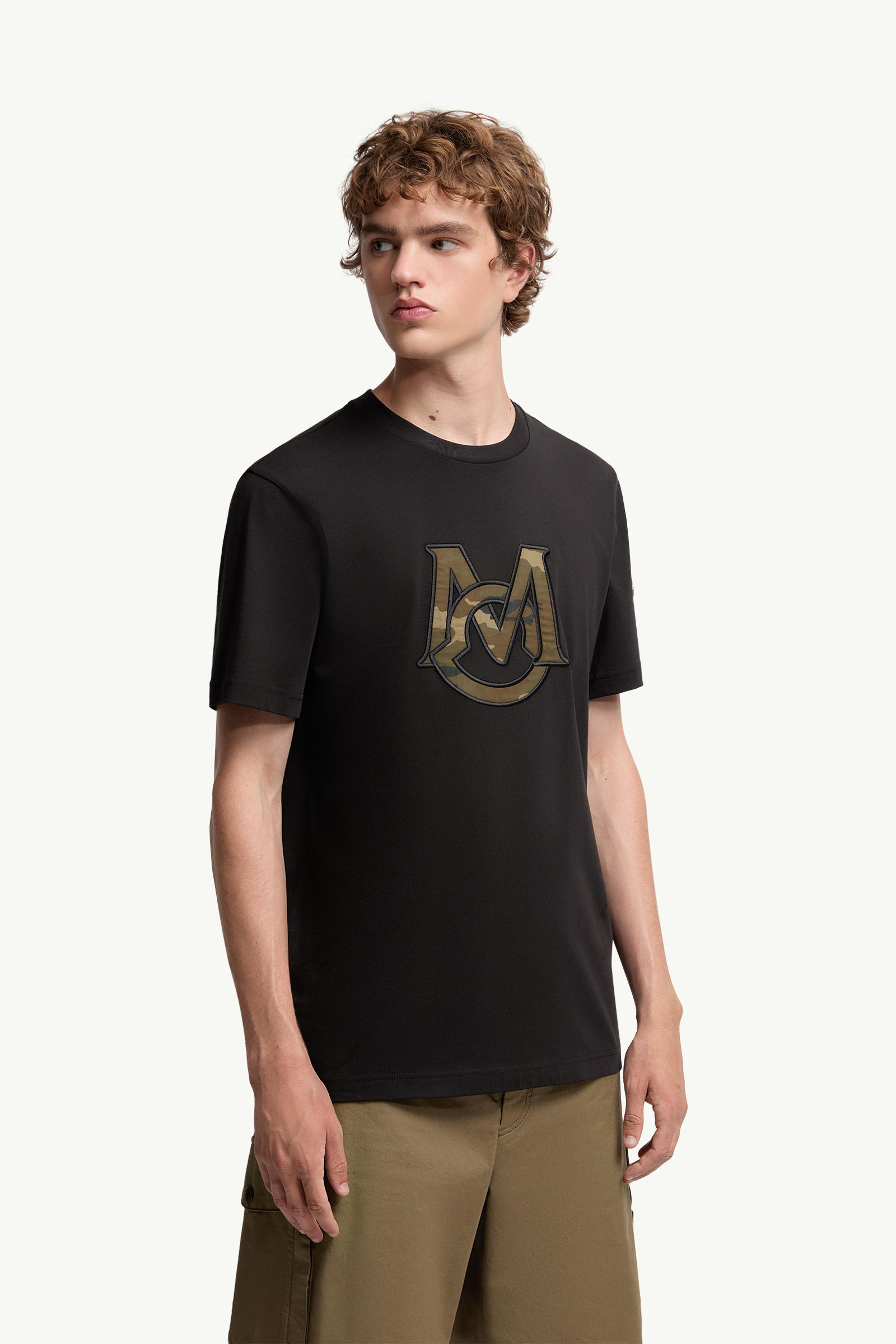 Monogram Cotton T-Shirt Men Black Moncler 3