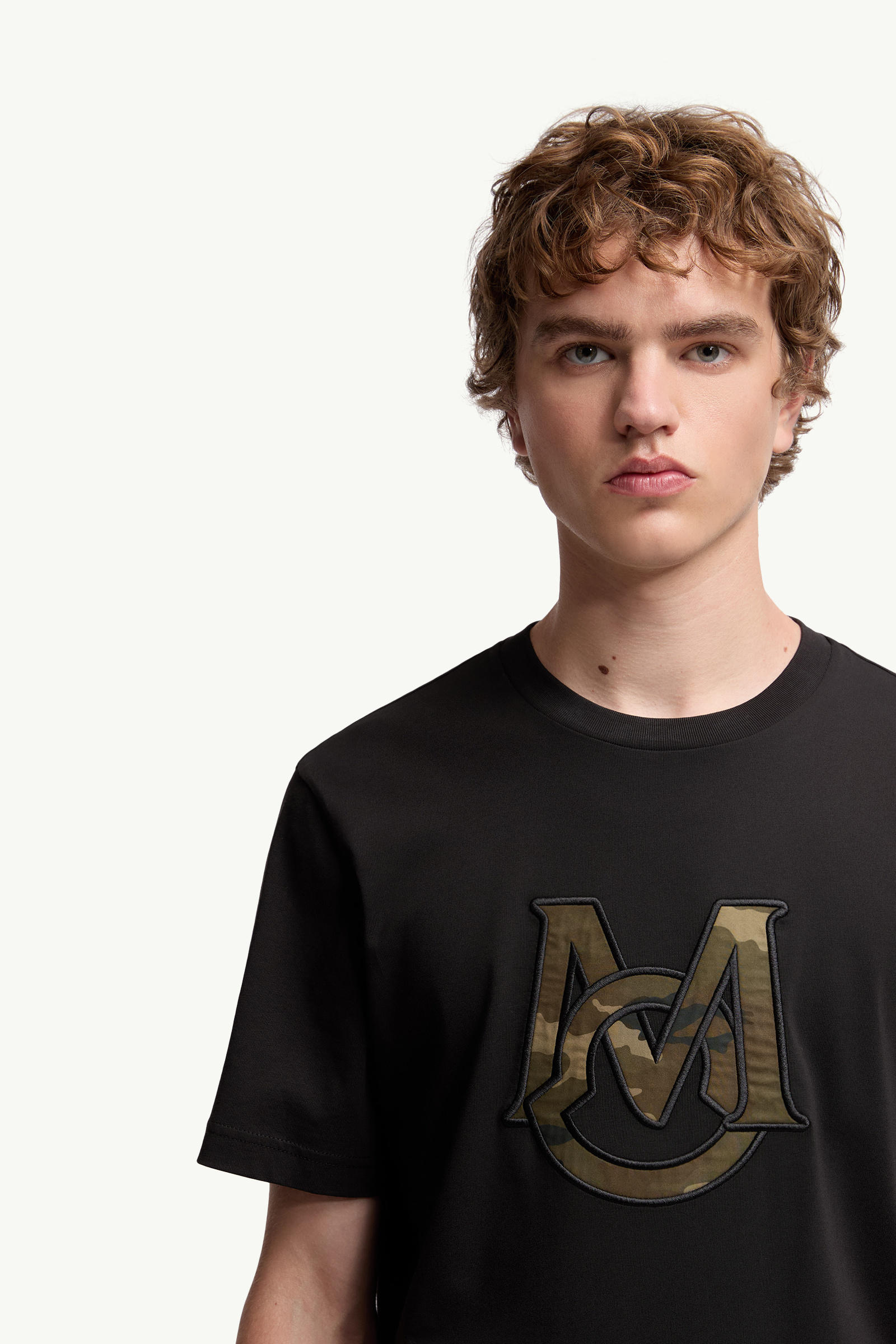 Monogram Cotton T-Shirt Men Black Moncler 5