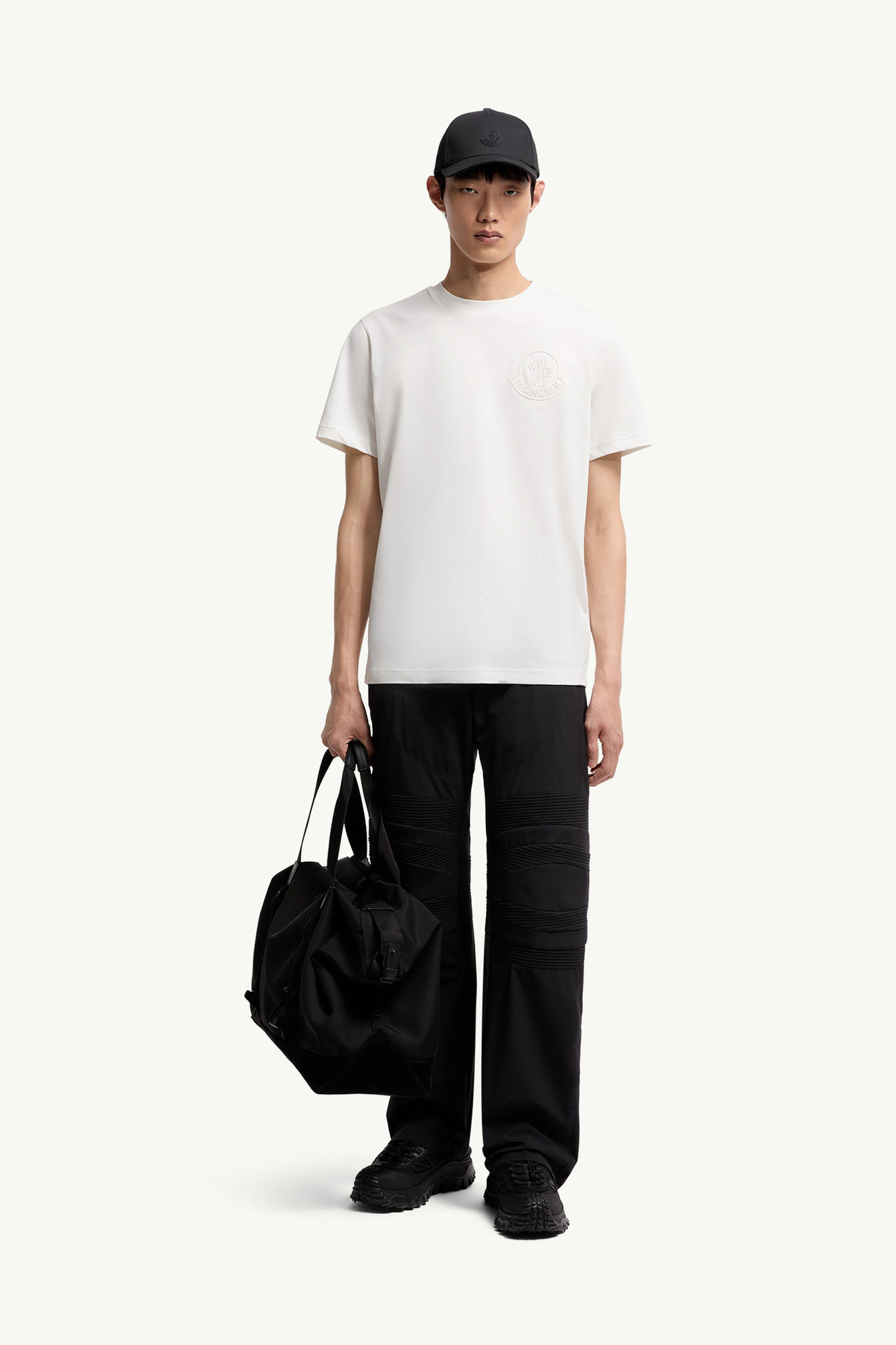 T-Shirt aus Baumwolle mit dreidimensionalem Logo Herren Weiß Moncler 0