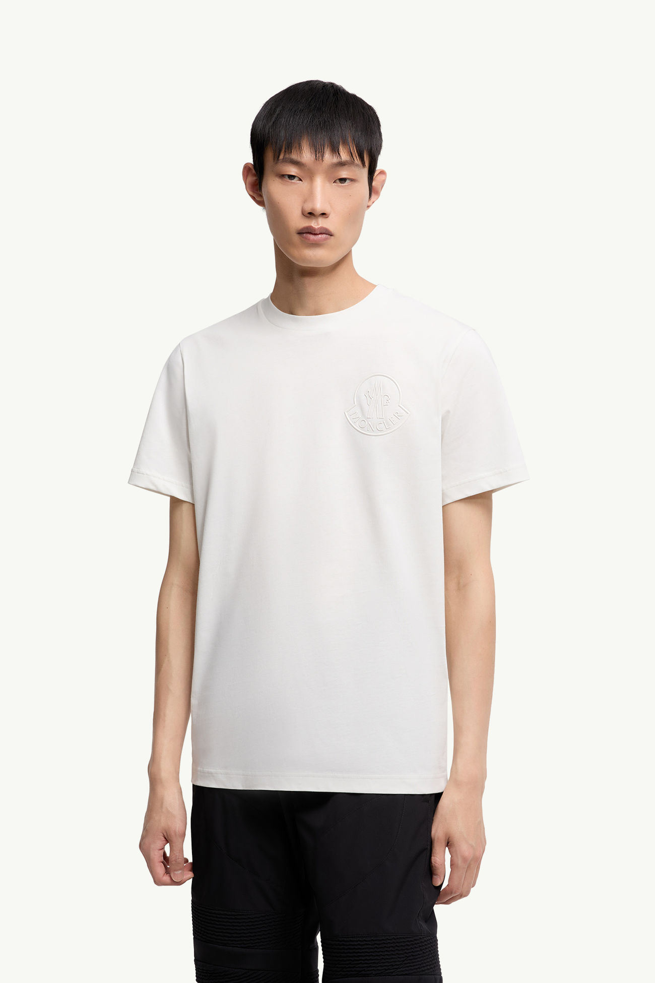 T-Shirt aus Baumwolle mit dreidimensionalem Logo Herren Weiß Moncler 3
