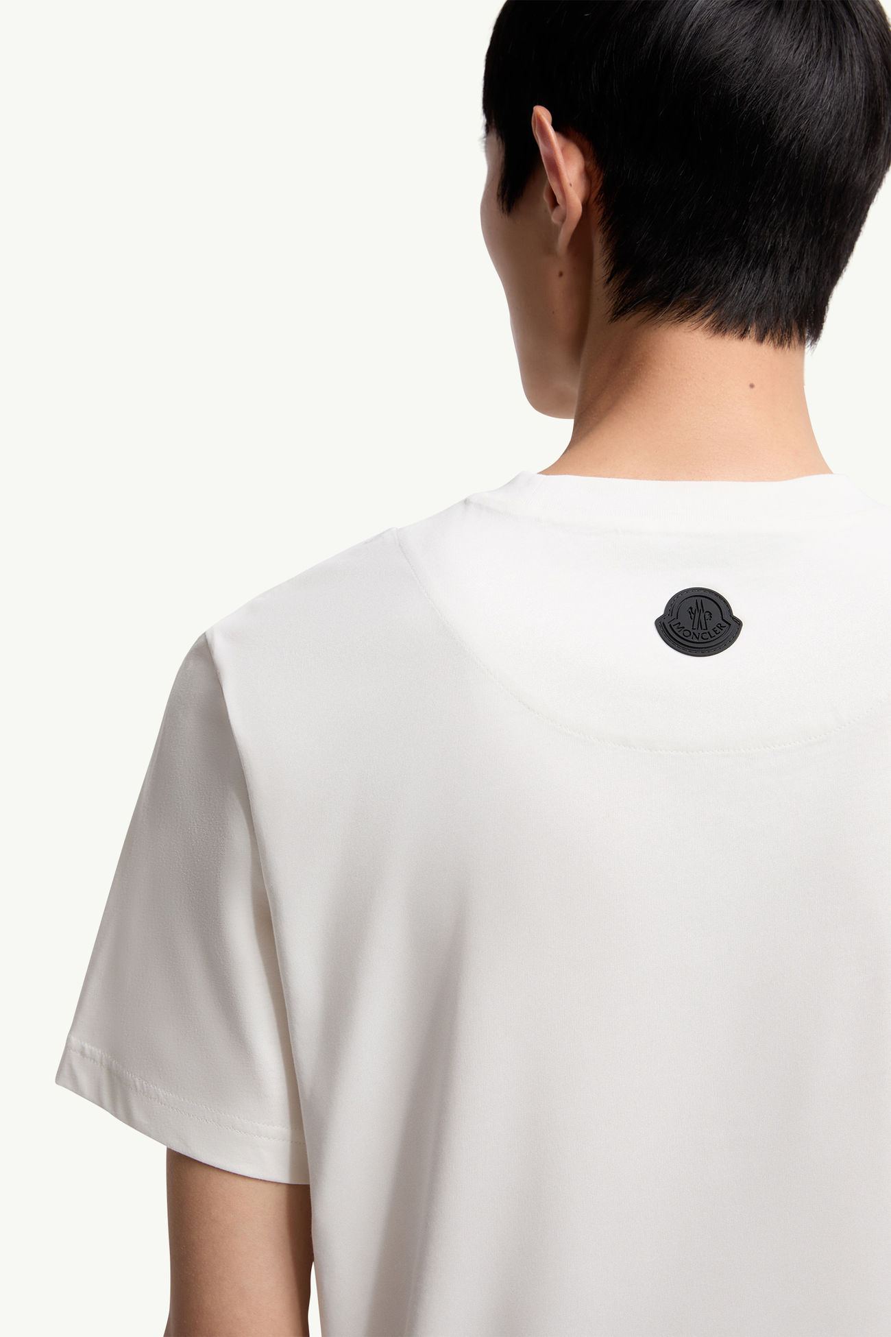 T-shirt en coton à logo tridimensionnel Hommes Blanc Moncler 5