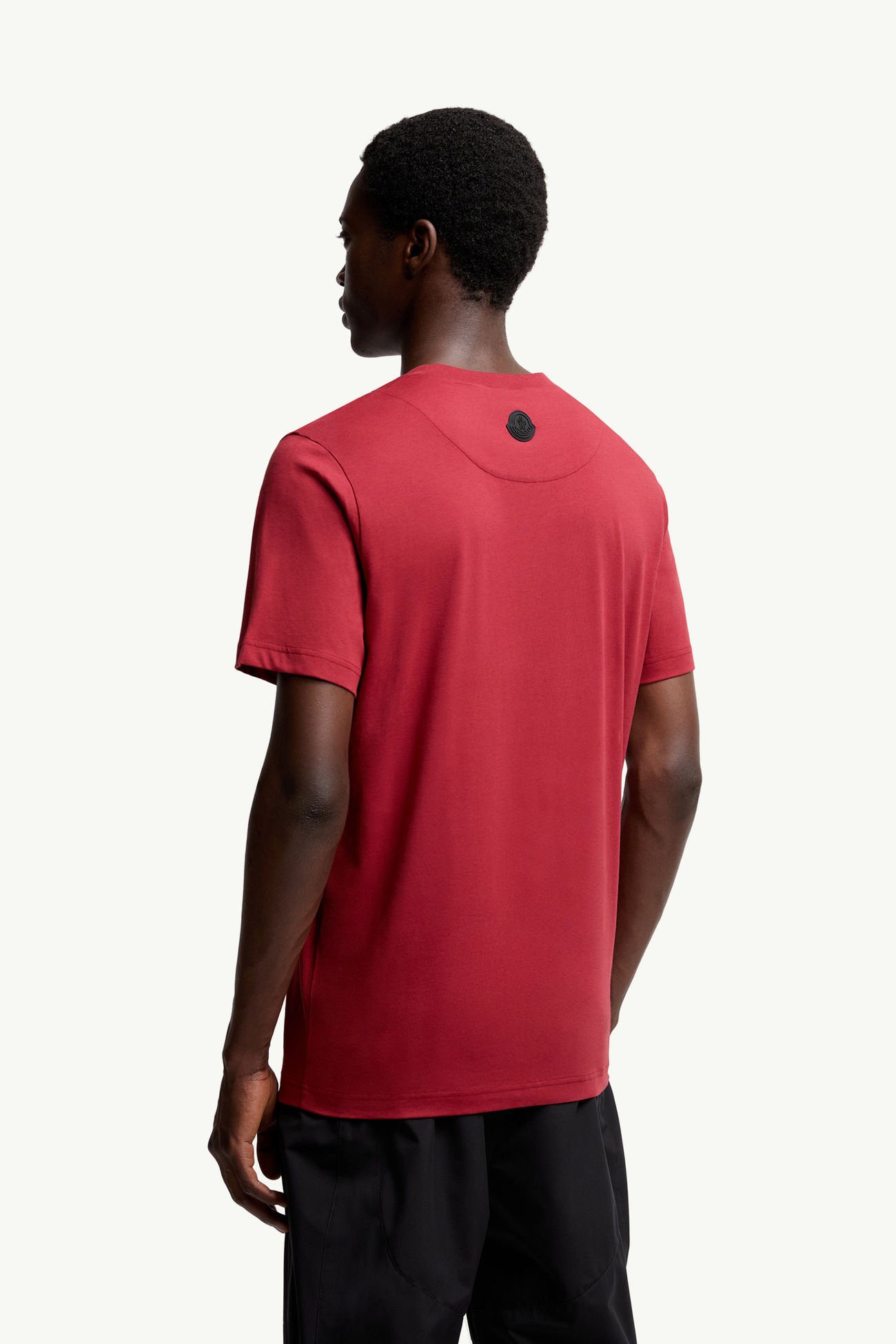 Camiseta de algodón con logotipo tridimensional Hombre Rojo Oscuro Moncler 4