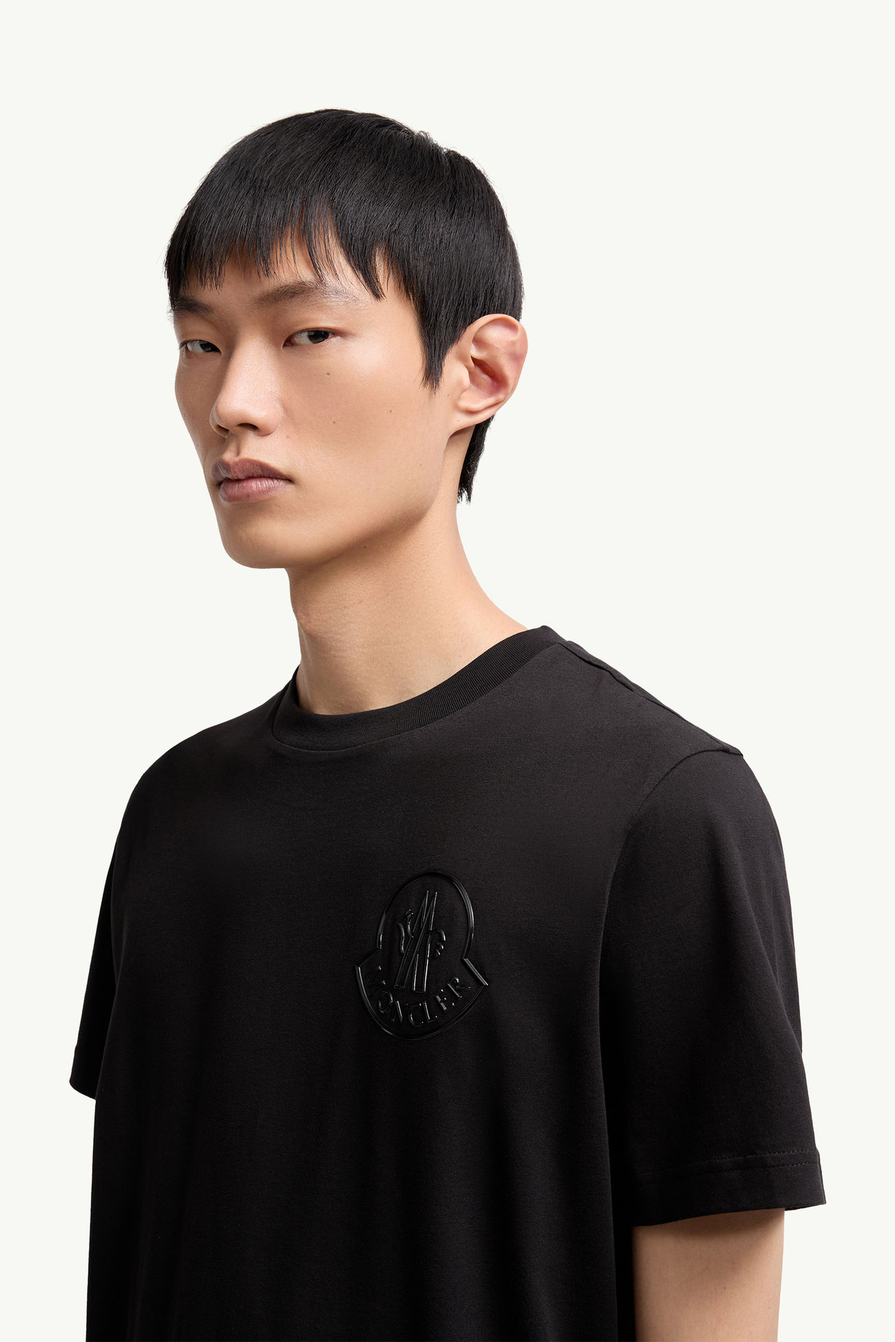 입체적인 로고 코튼 티셔츠 남성 블랙 Moncler 1