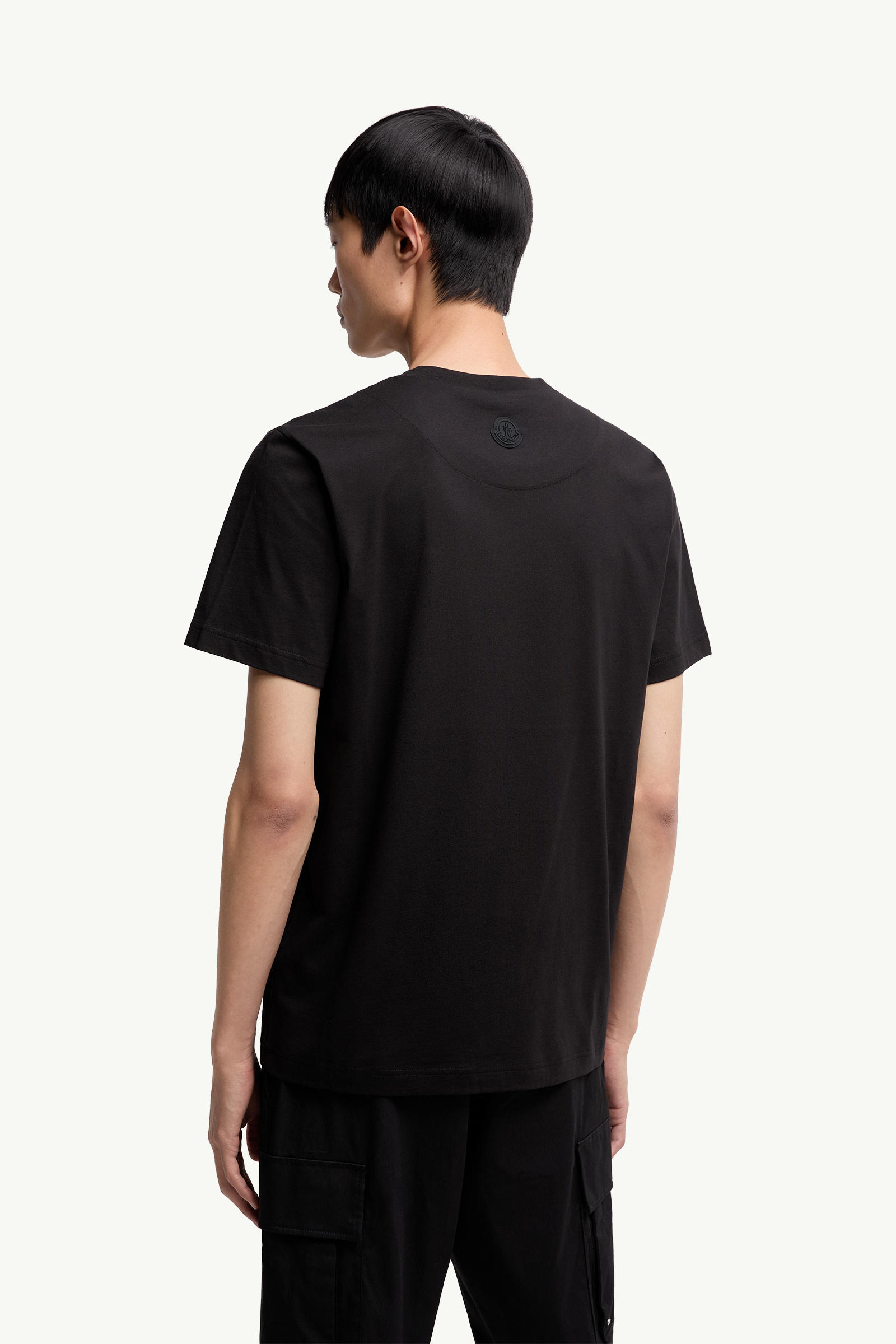 Three-Dimensional Logo Cotton T-Shirt Men Black Moncler 4